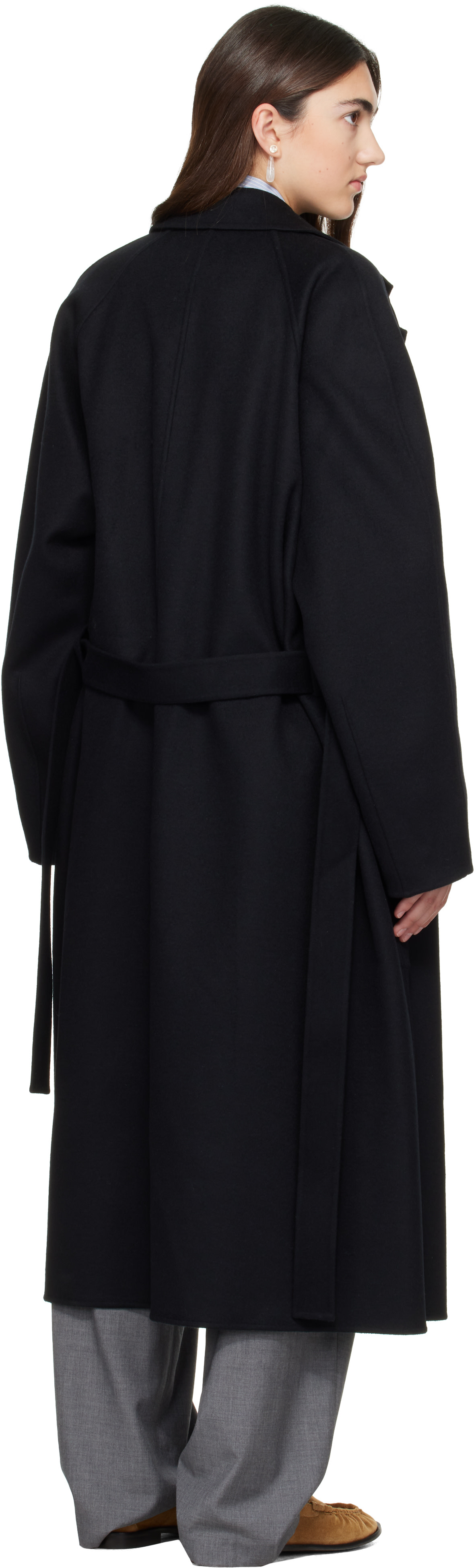 ssstein - Black W/CA Double Face Notch Lapel Coat