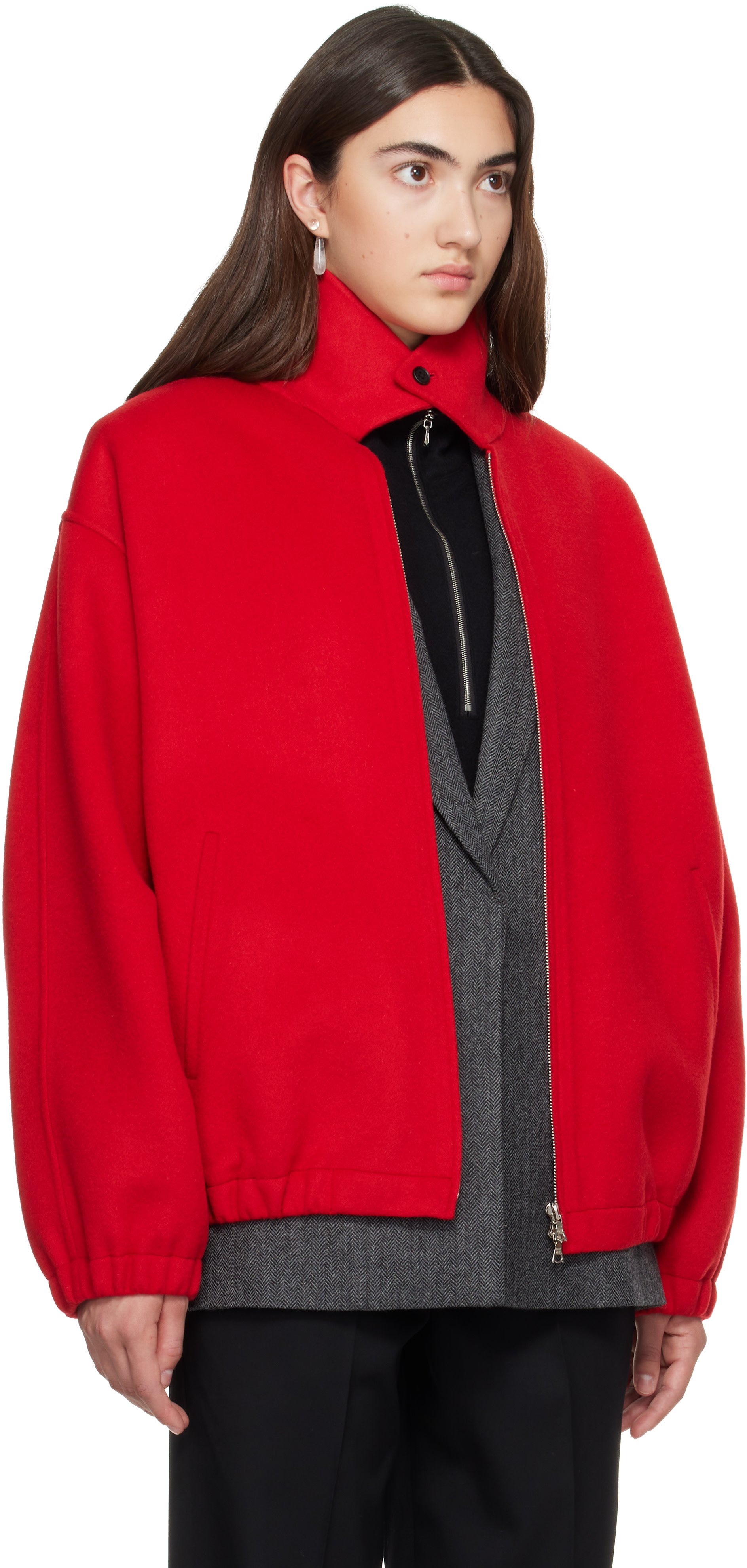 ssstein - Red W/CA Double Face Cloth Zip Jacket