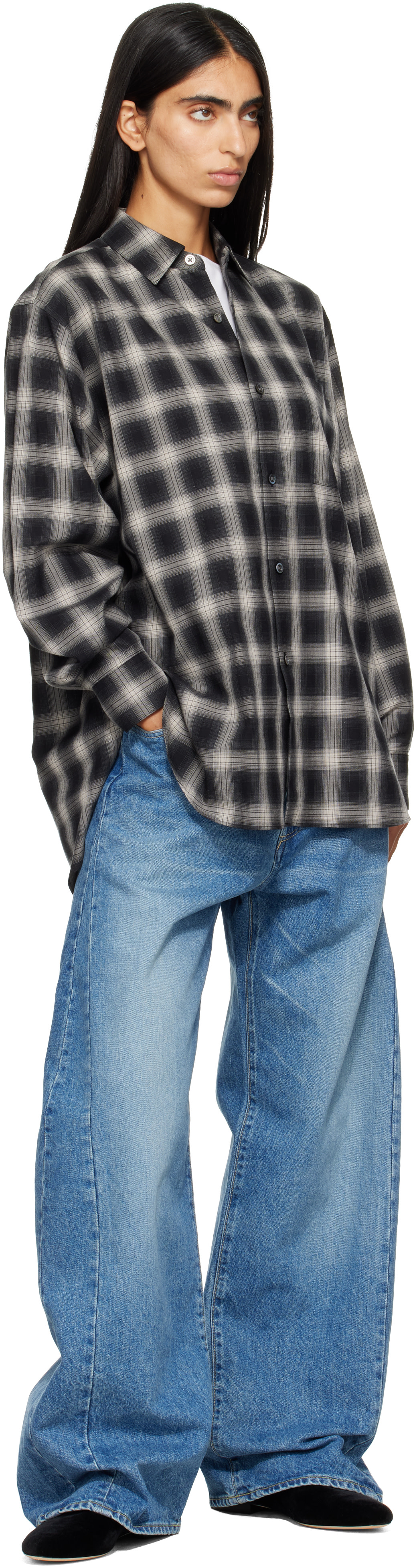 ssstein: Blue Deformation Wide Denim Jeans | SSENSE
