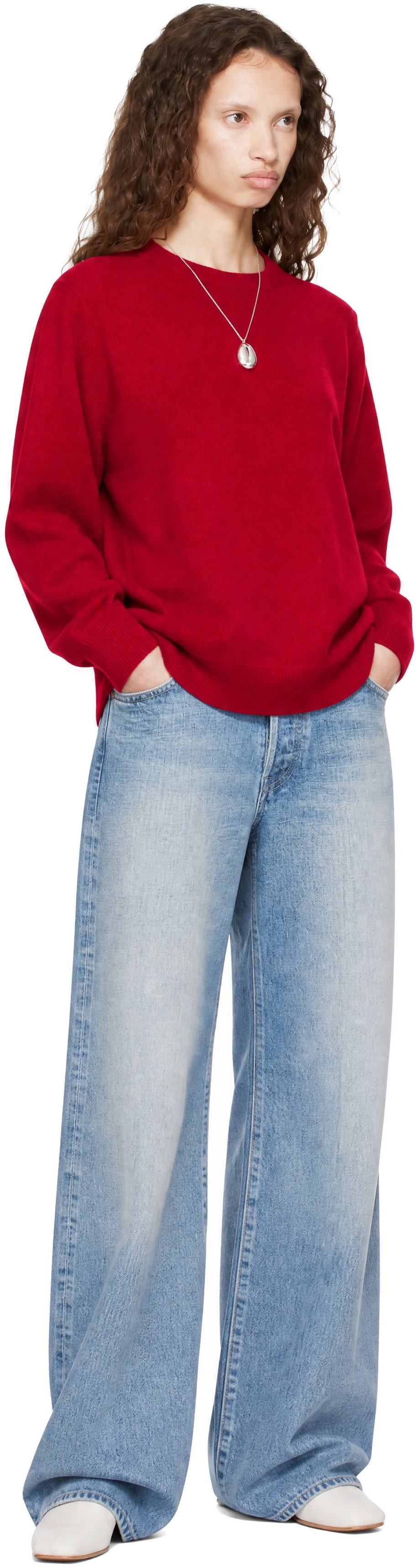 ssstein: レッド Extra Fine Wool Knit クルーネックセーター | SSENSE