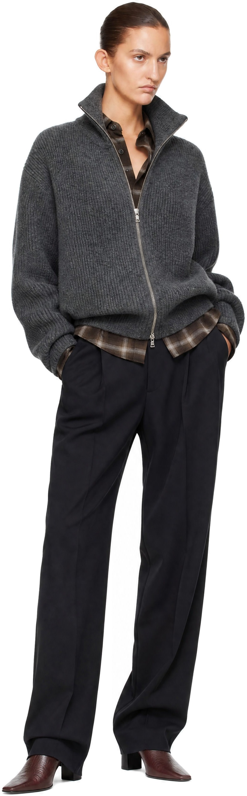 ssstein: グレー Extra Fine Wool Knit ドライバーズニット | SSENSE 日本