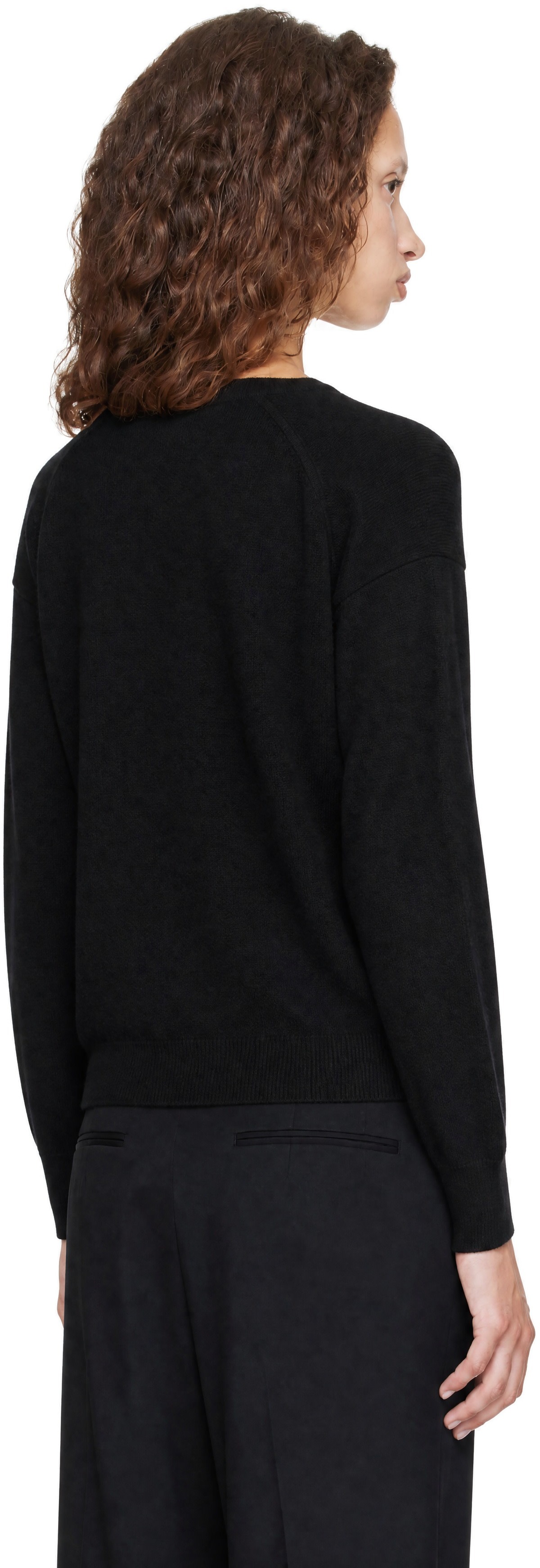 ssstein: Black Pure Cashmere Knit V-Neck Sweater | SSENSE