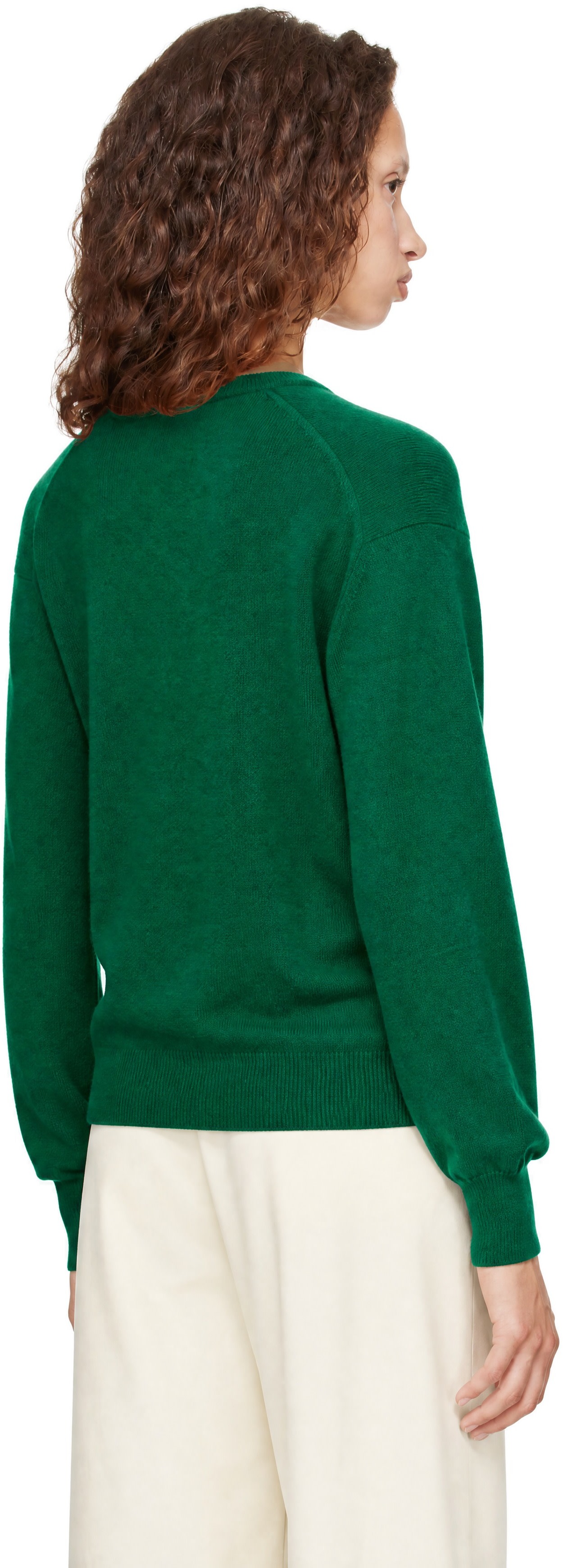 ssstein - Pull vert en tricot de cachemire à col en V