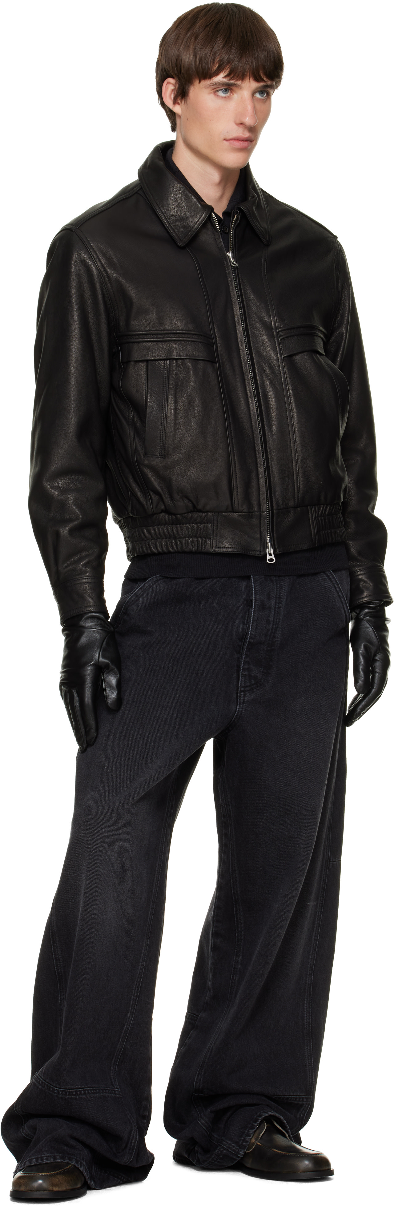 ssstein - Black Leather Gloves