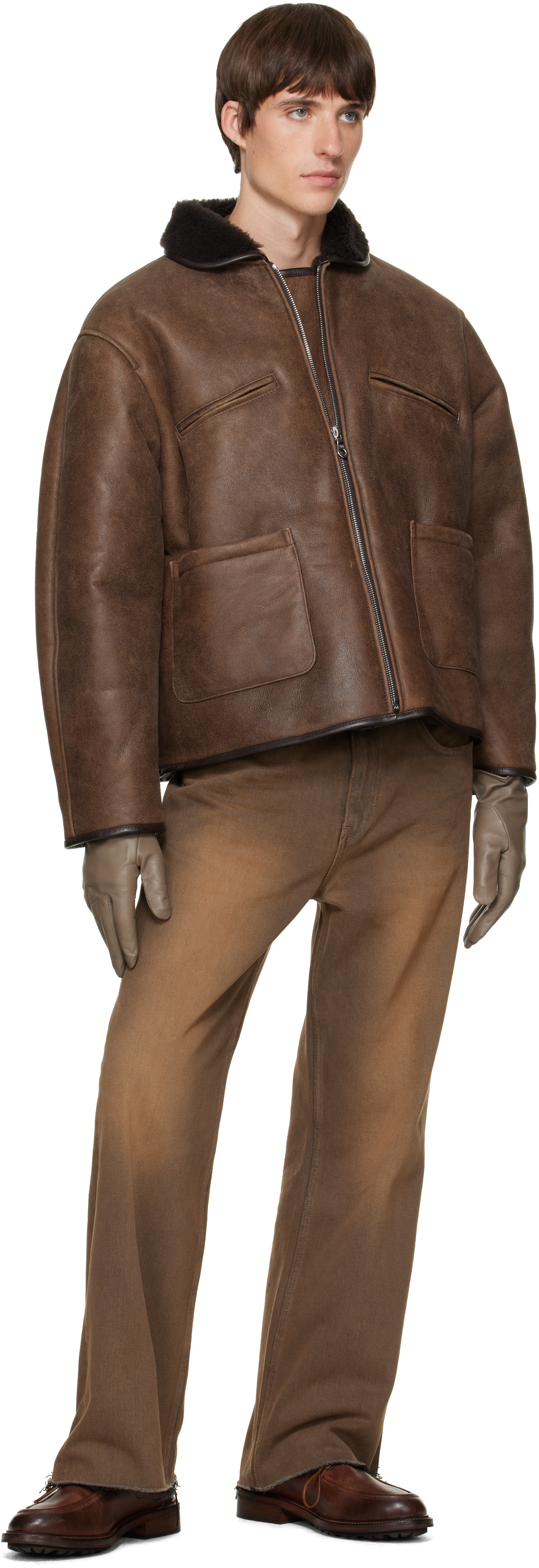 ssstein - Taupe Leather Gloves
