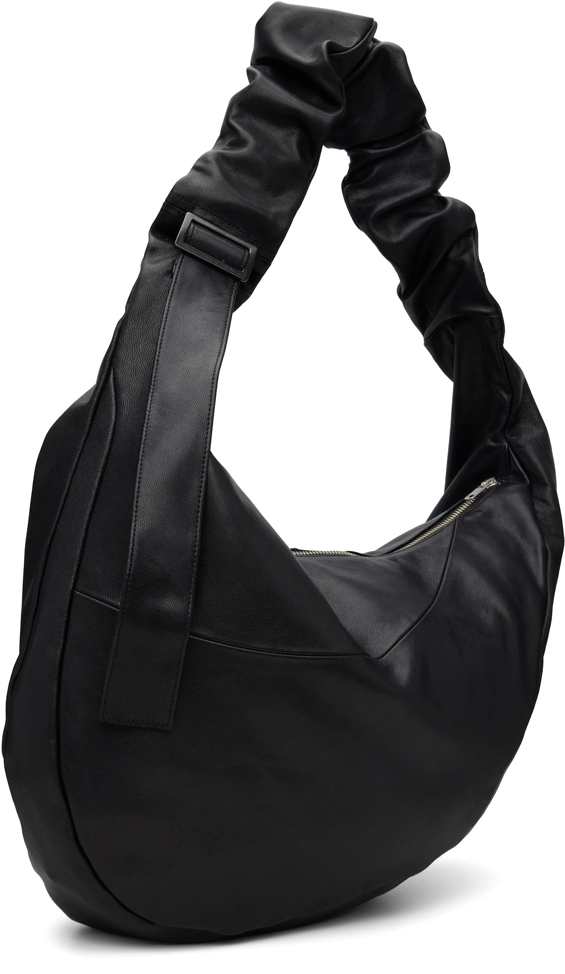 ssstein: Black Goat Leather Twist Shoulder Bag | SSENSE
