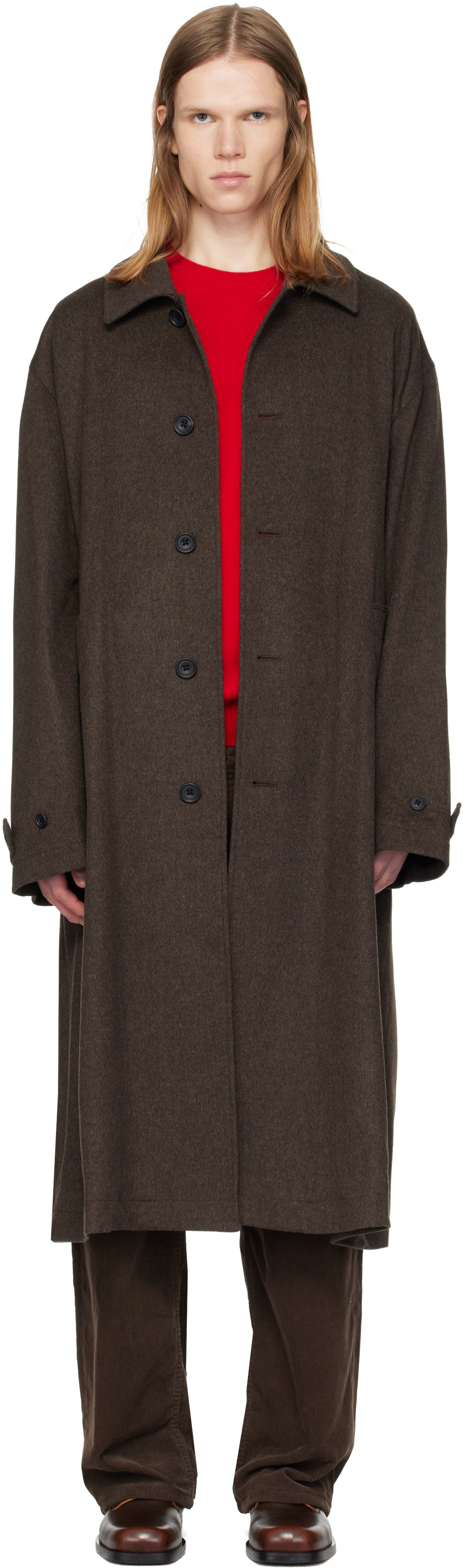 ssstein - Taupe Wool Doeskin Oversized Investigated Coat