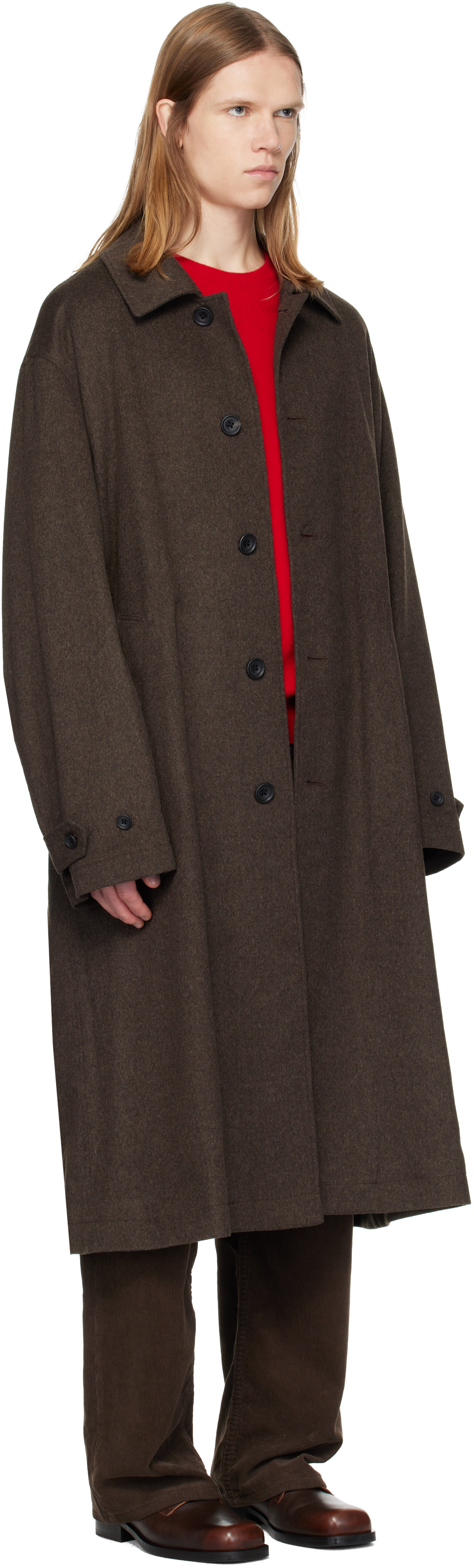 ssstein - Taupe Wool Doeskin Oversized Investigated Coat
