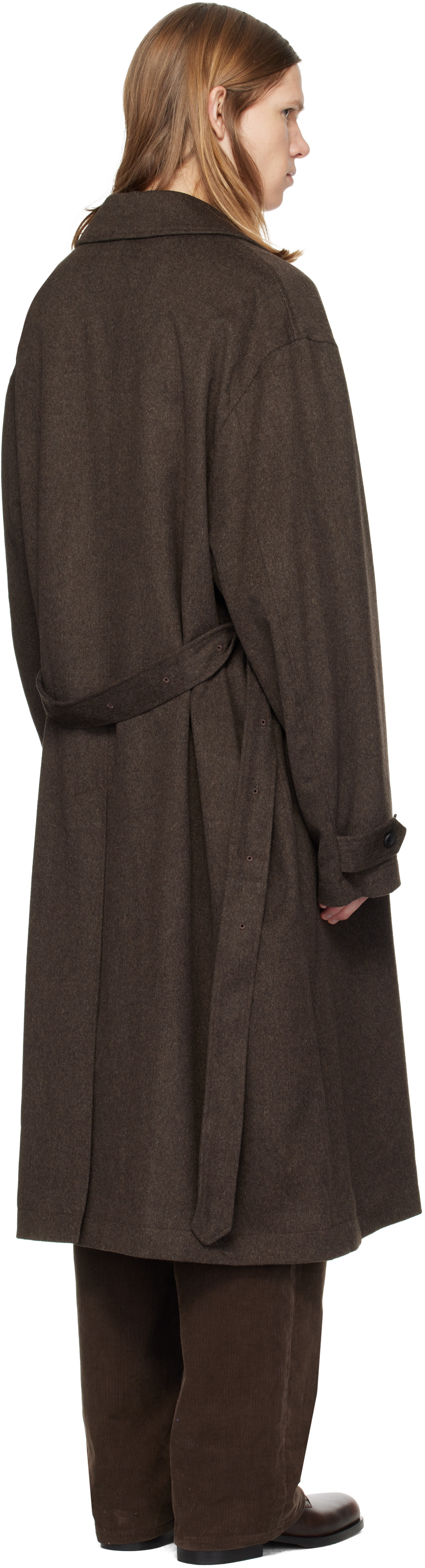 ssstein - Taupe Wool Doeskin Oversized Investigated Coat