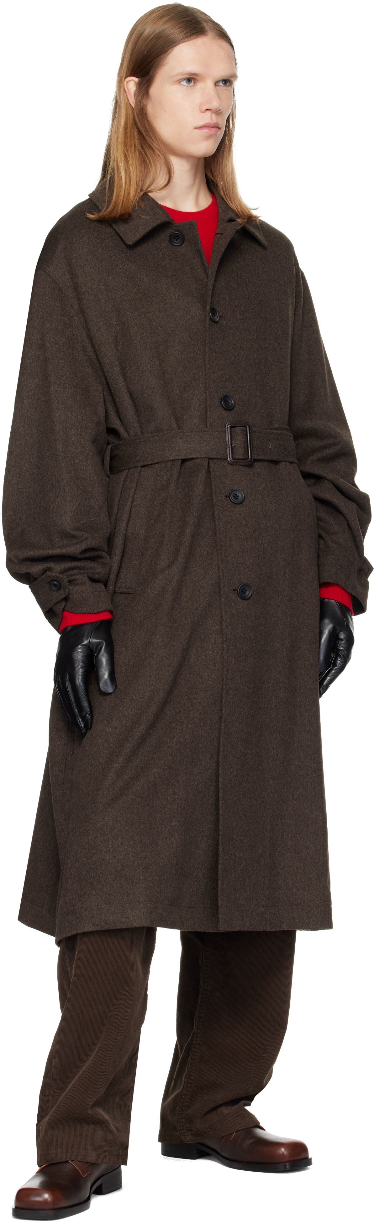 ssstein - Taupe Wool Doeskin Oversized Investigated Coat