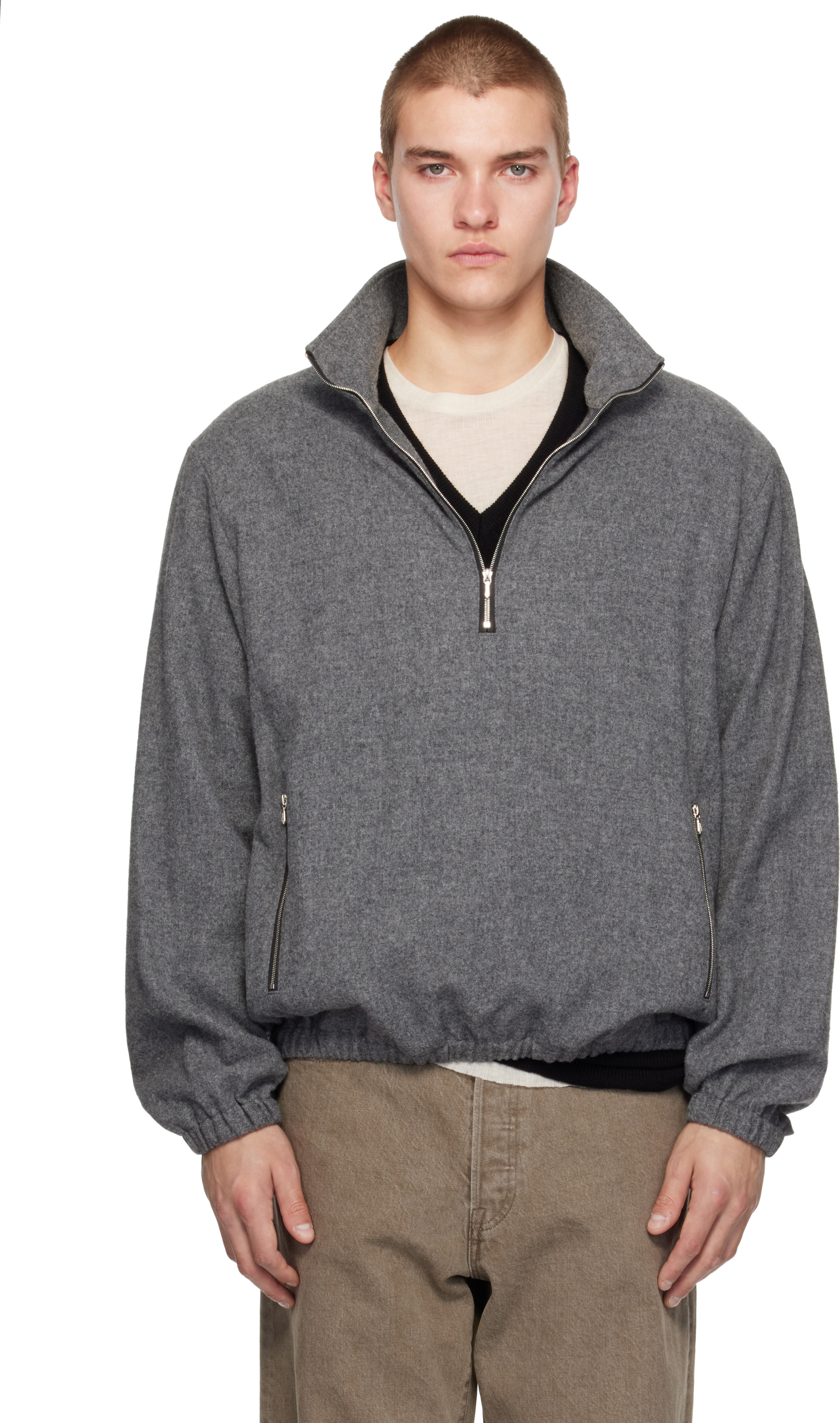 ssstein - Gray Fleece Pullover Sweater