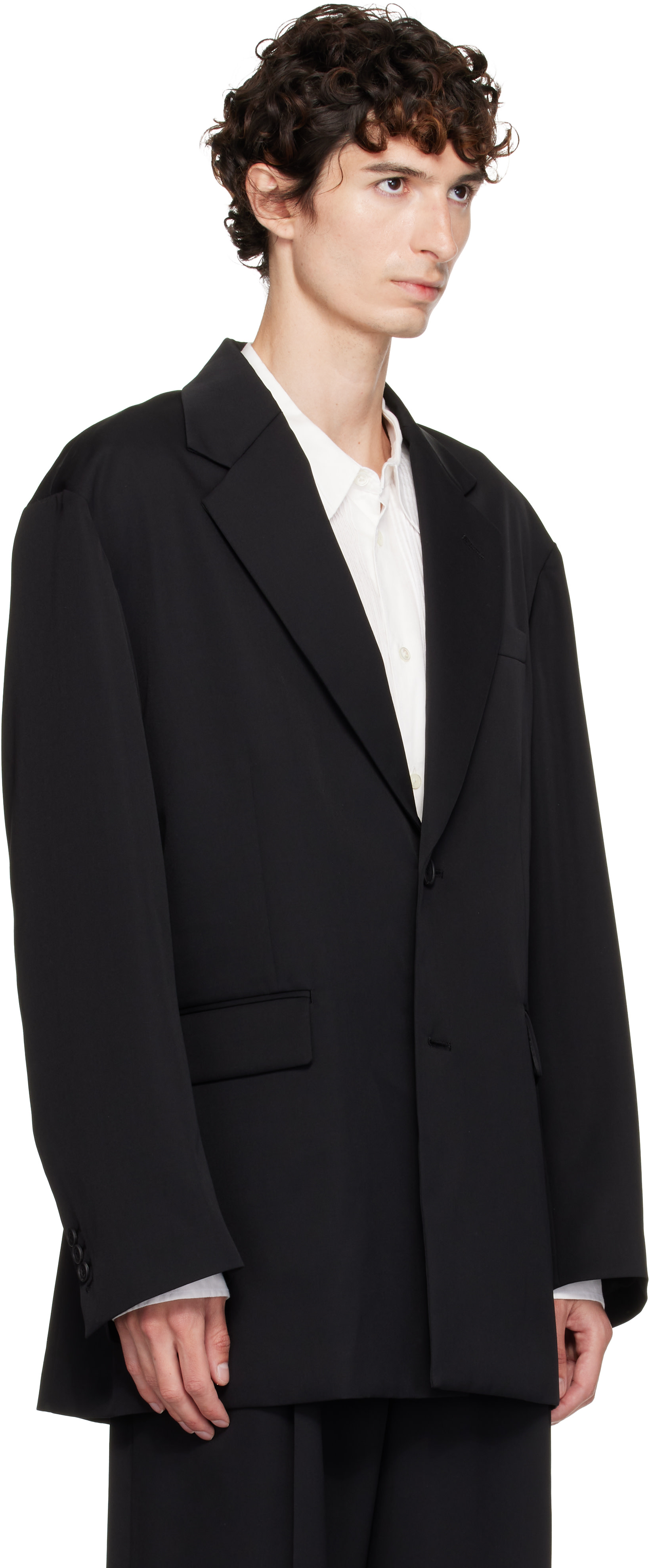 ssstein - Black Oversized Single Breasted Long Blazer