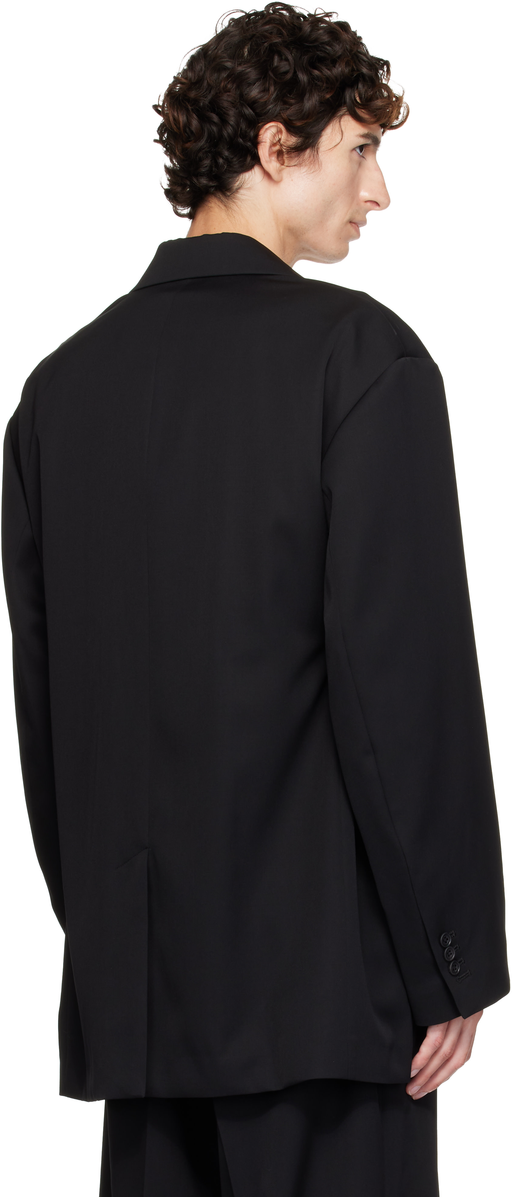ssstein - Black Oversized Single Breasted Long Blazer