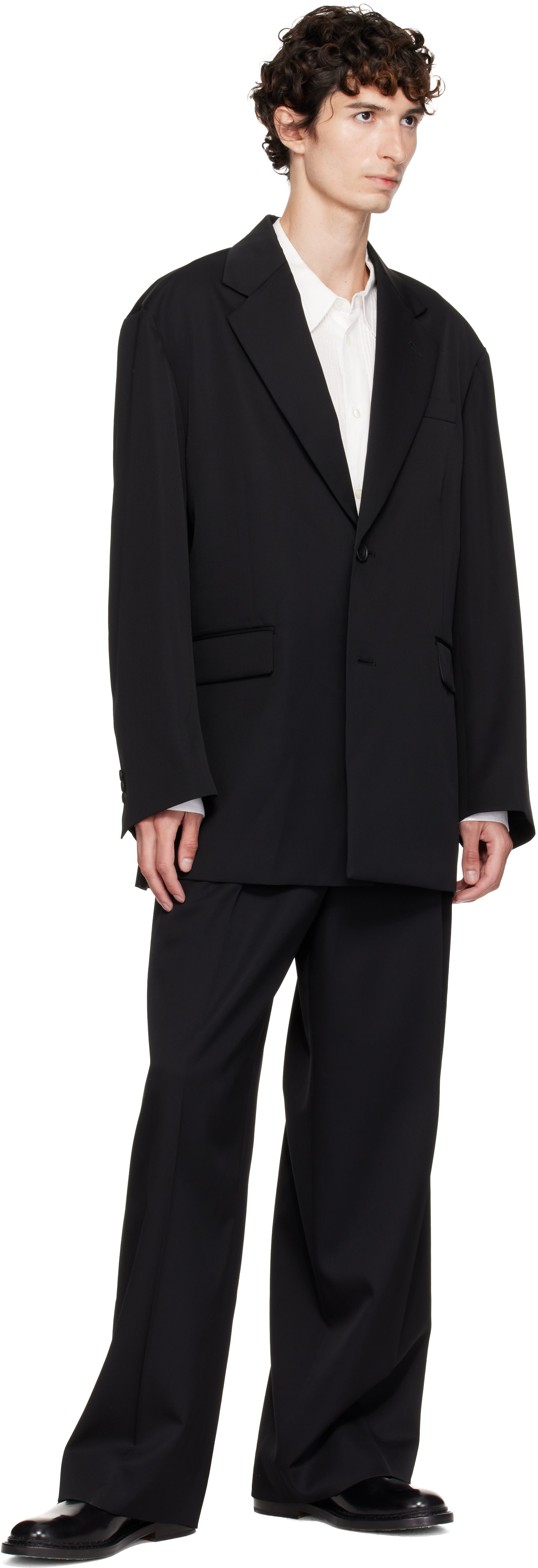 ssstein - Black Oversized Single Breasted Long Blazer
