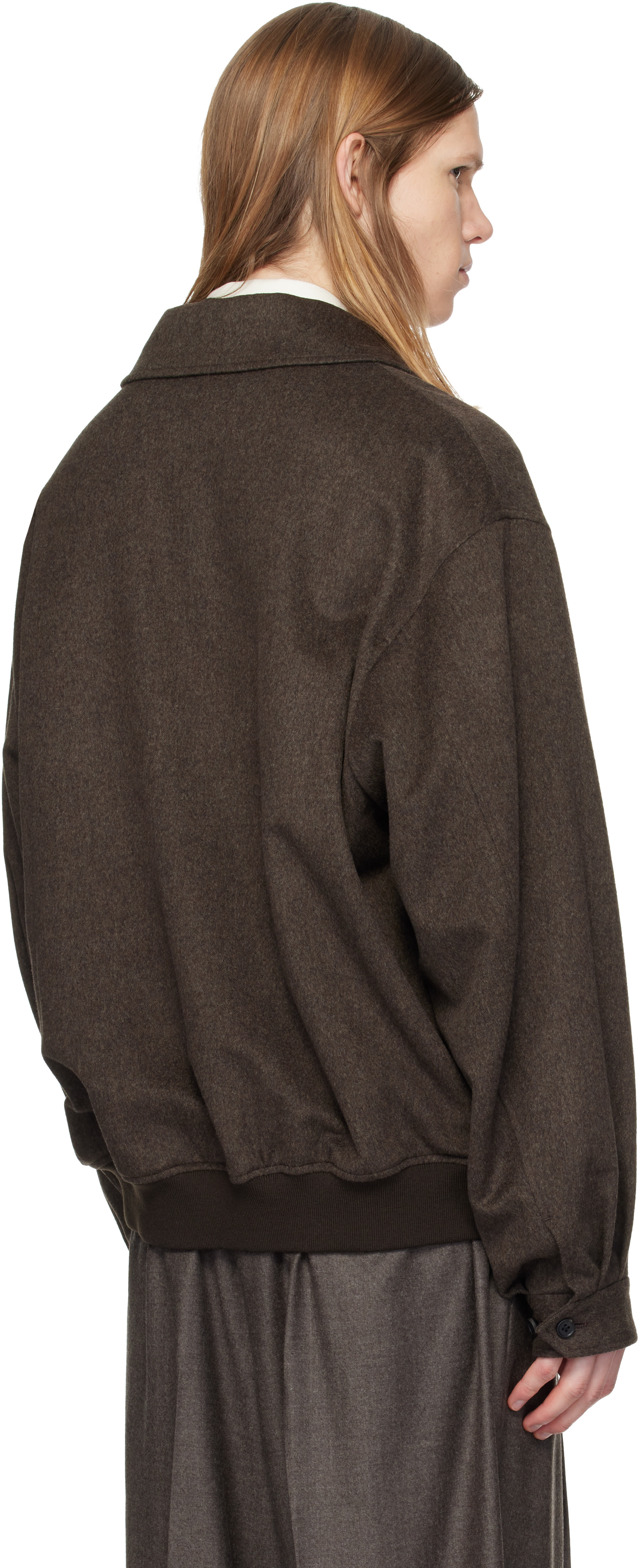 ssstein - Taupe Wool Doeskin Button Fly Short Jacket