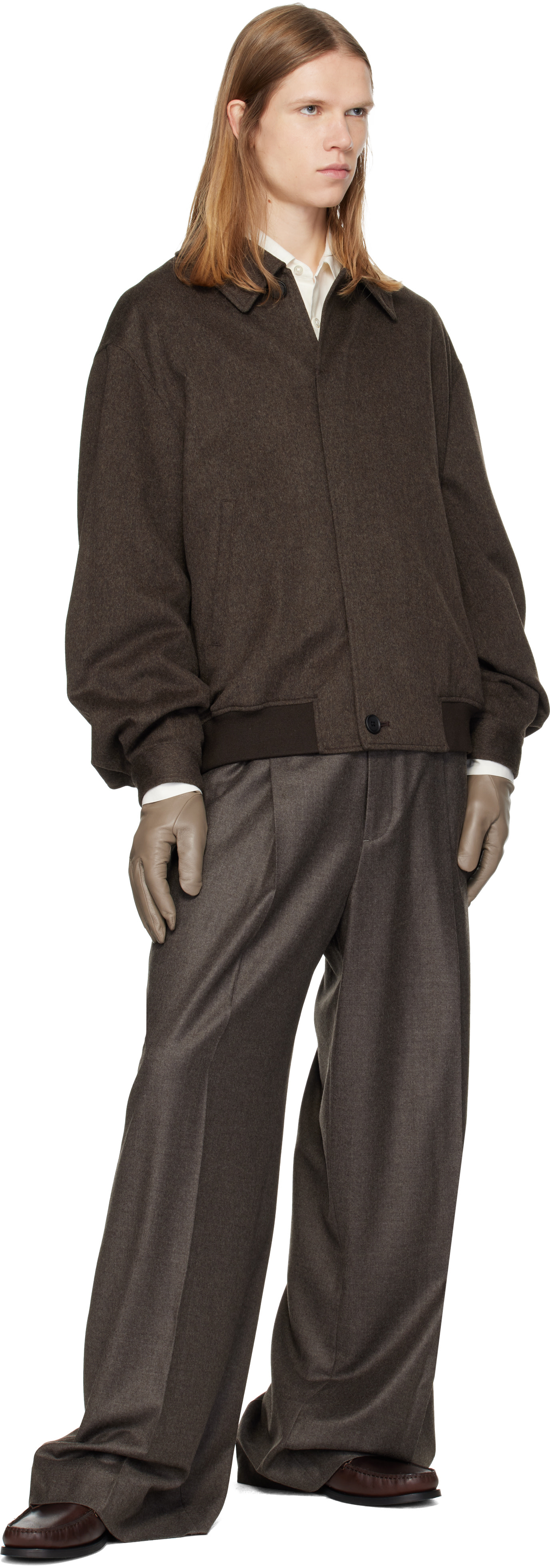 ssstein - Taupe Wool Doeskin Button Fly Short Jacket