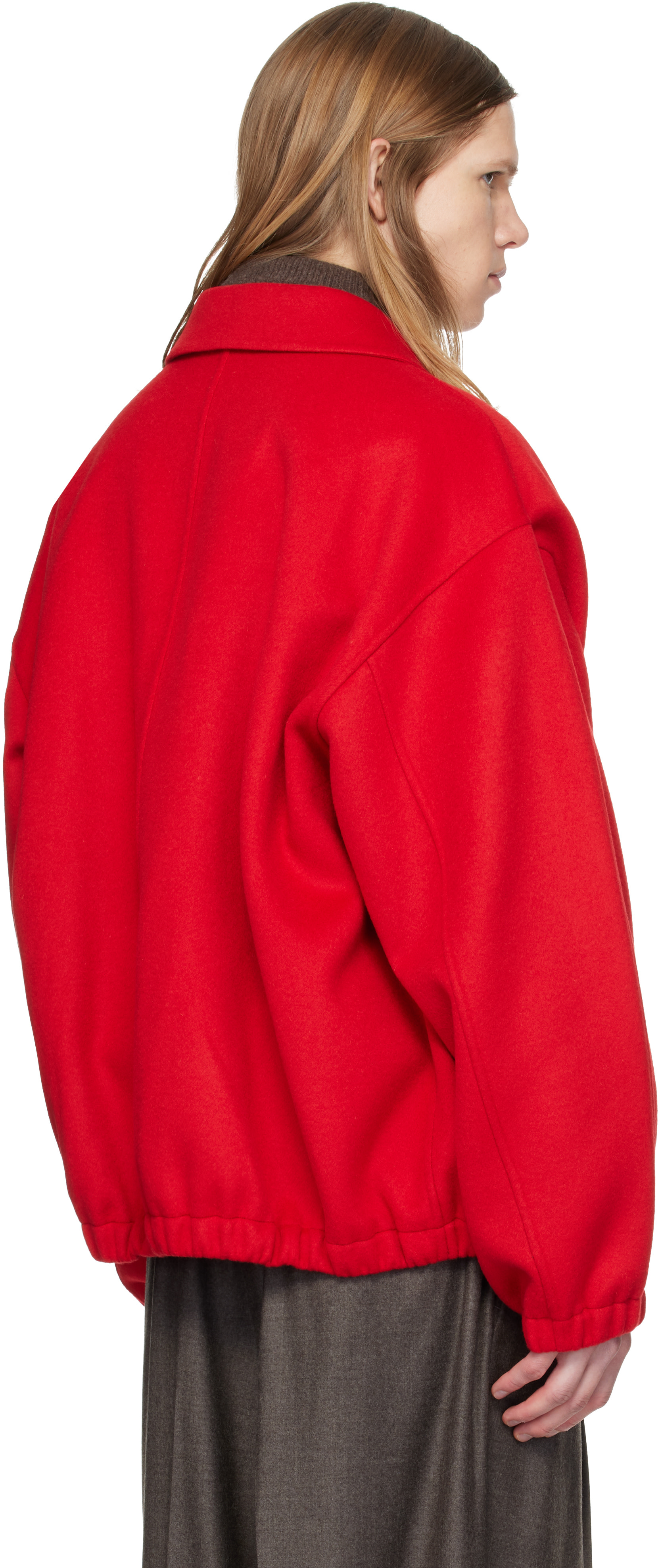ssstein - Red W/CA Double Face Cloth Zip Jacket