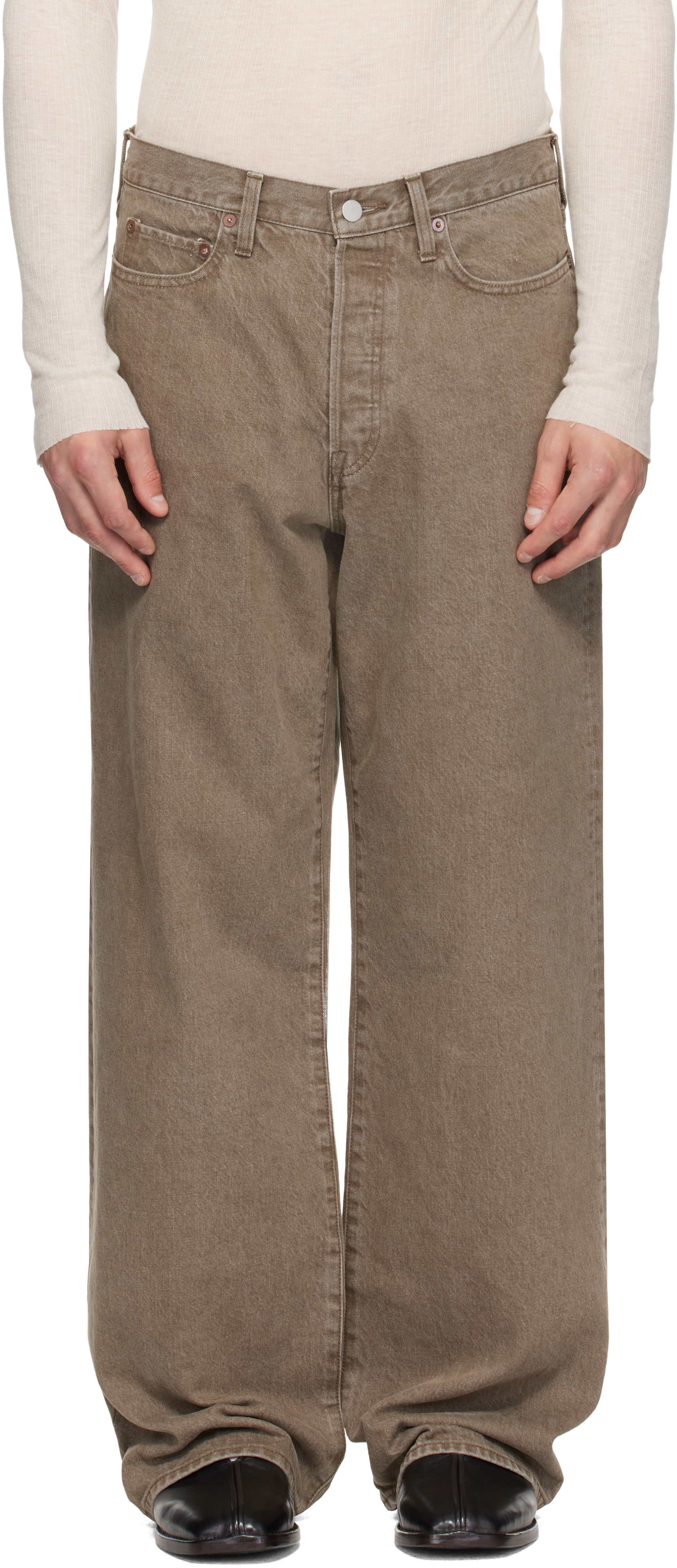 ssstein - Khaki Loose Color Jeans