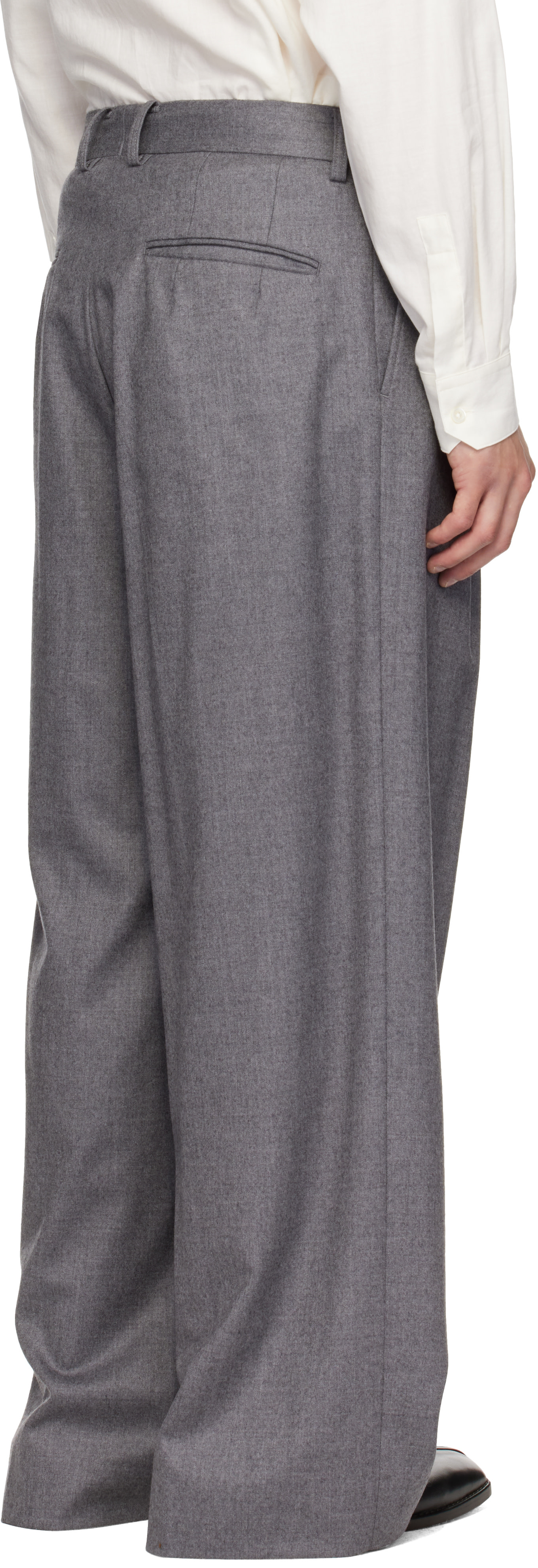 ssstein - Gray Wool Flannel Extra Wide Trousers