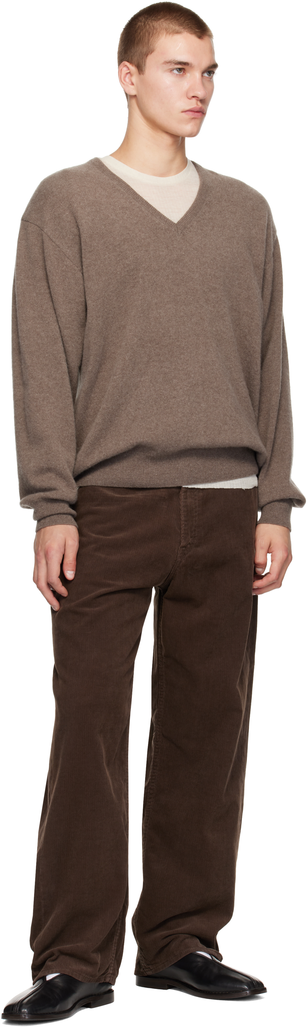 ssstein: Brown Relax Fit Vintage Corduroy Trousers | SSENSE Canada