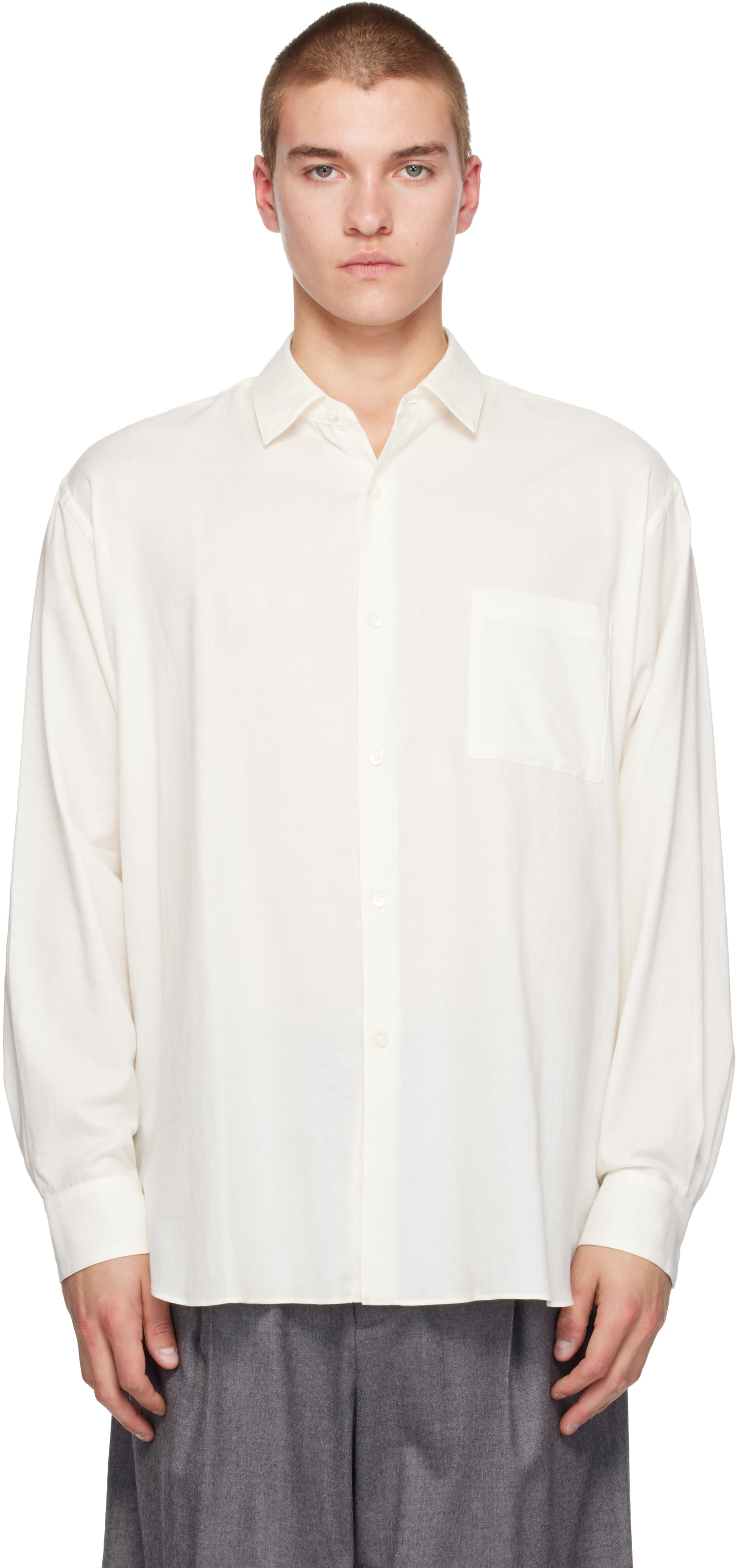 ssstein - Off-White Cotton Silk Oversized LS Shirt