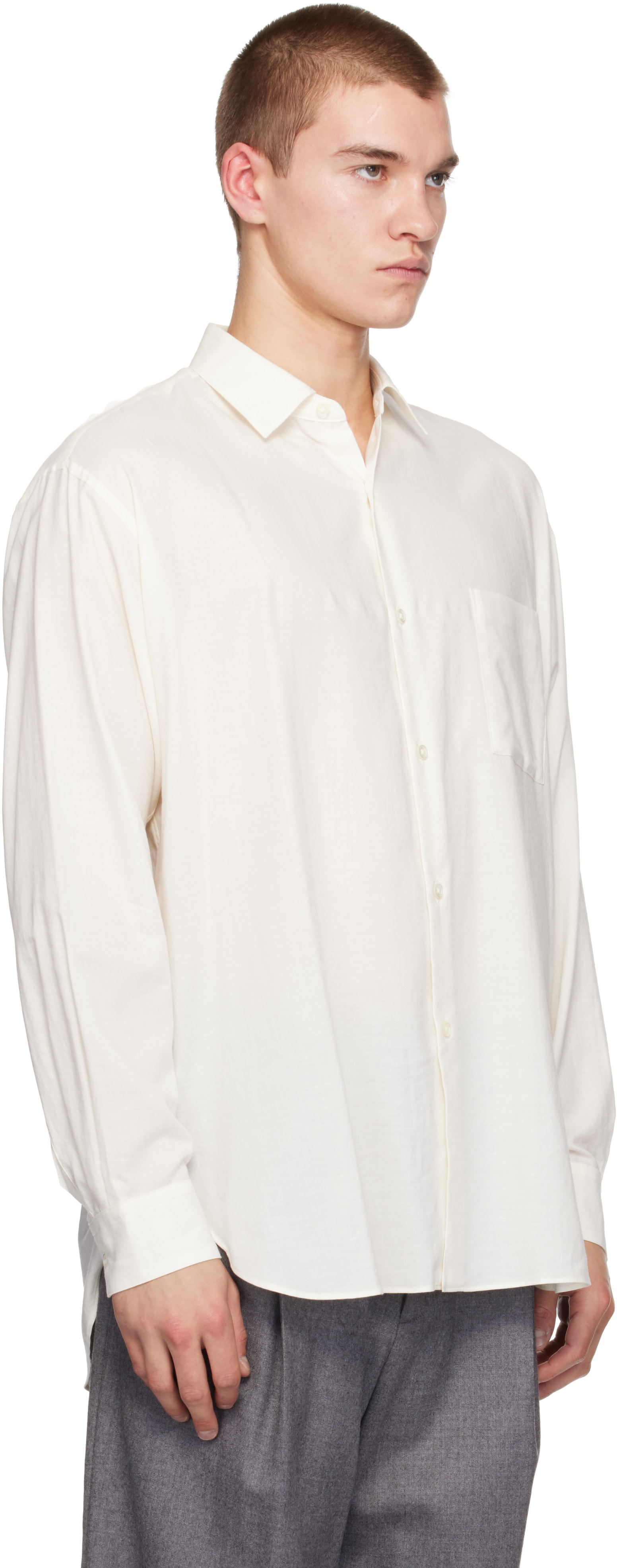 ssstein - Off-White Cotton Silk Oversized LS Shirt
