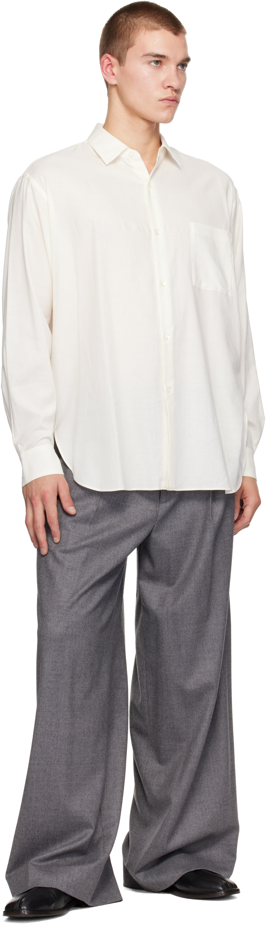 ssstein - Off-White Cotton Silk Oversized LS Shirt