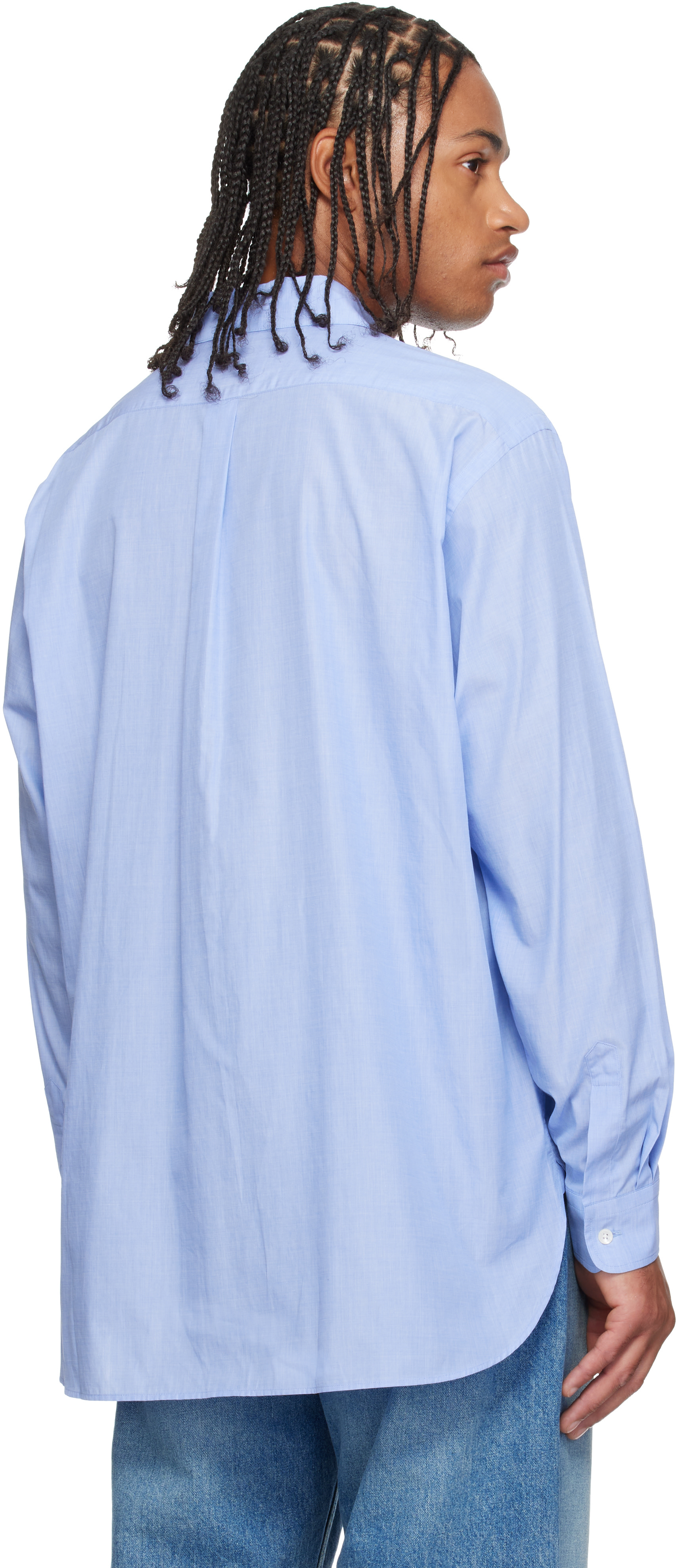 ssstein - Blue Smooth Cotton Oversized Regular Collar Shirt
