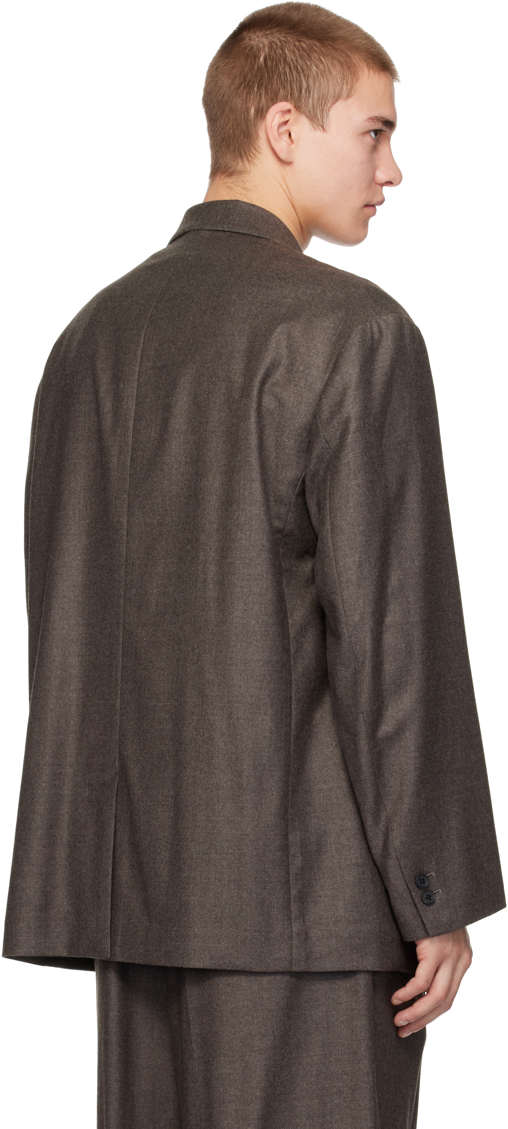 ssstein - Brown Extra Fine Wool Double-Breasted Blazer