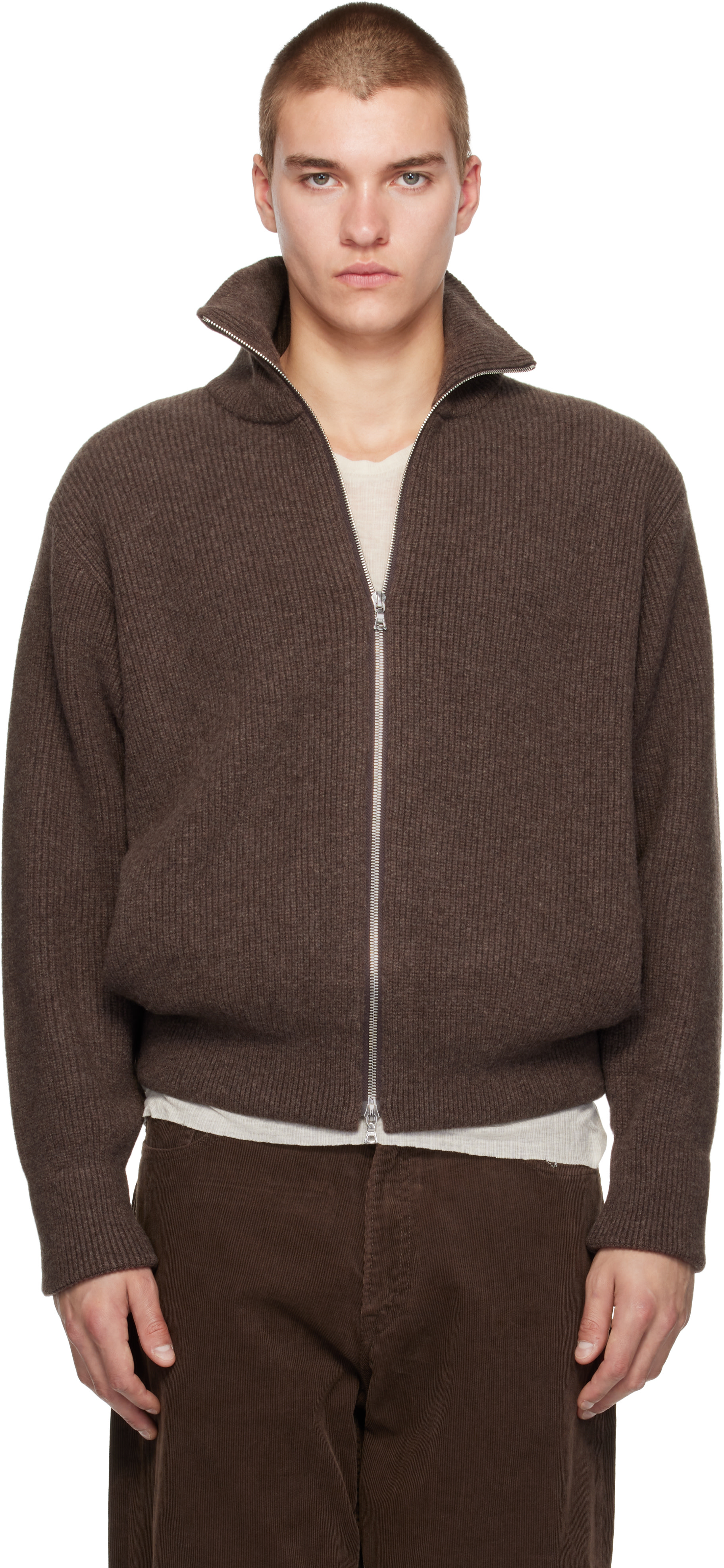 ssstein - Brown Extra Fine Wool Drivers Sweater