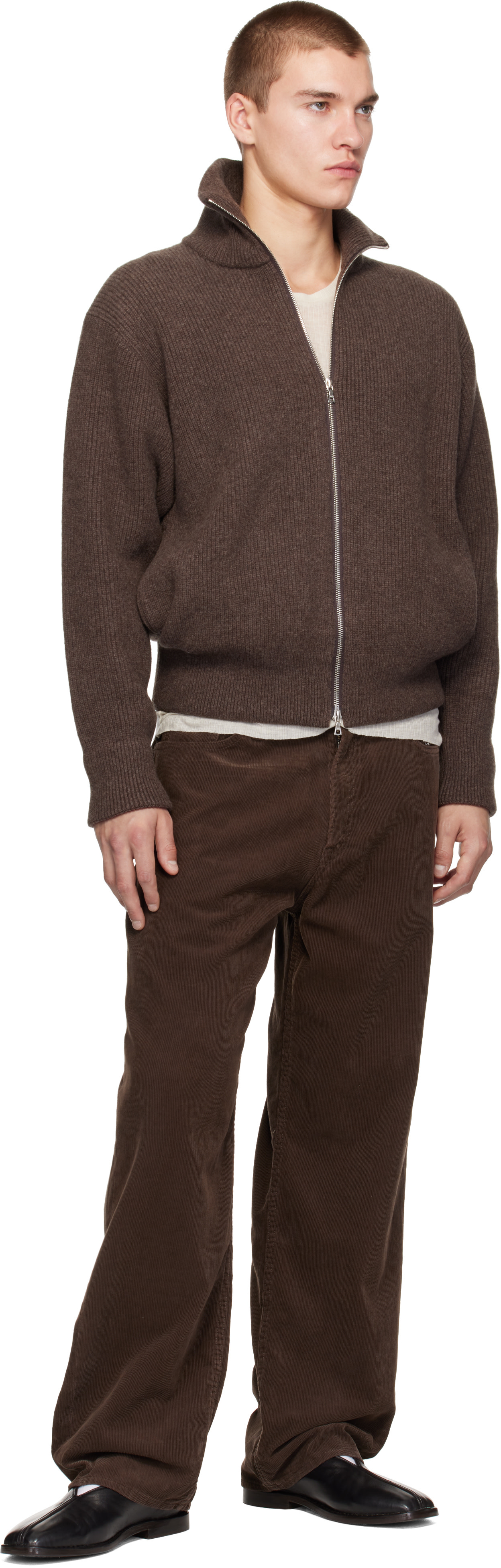 ssstein - Brown Extra Fine Wool Drivers Sweater