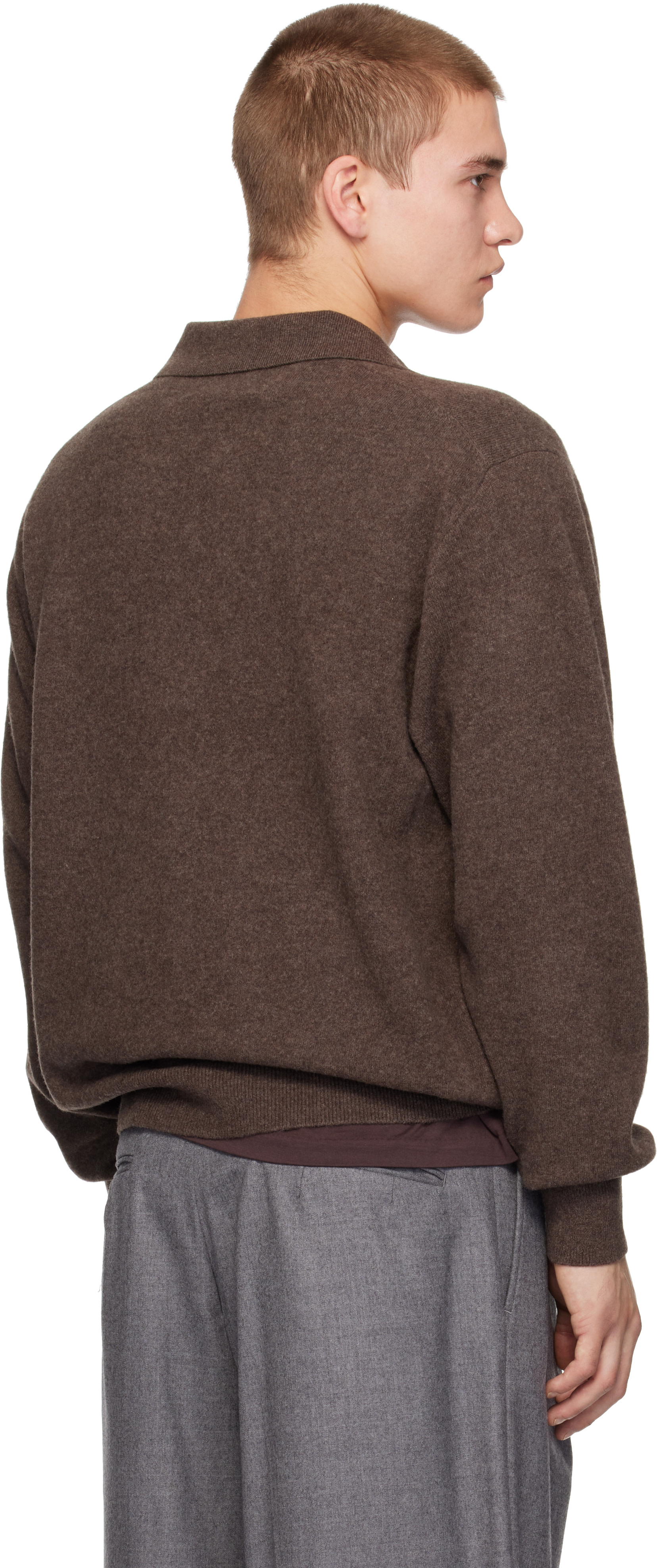 ssstein - Brown Extra Fine Wool Knit Skipper Sweater