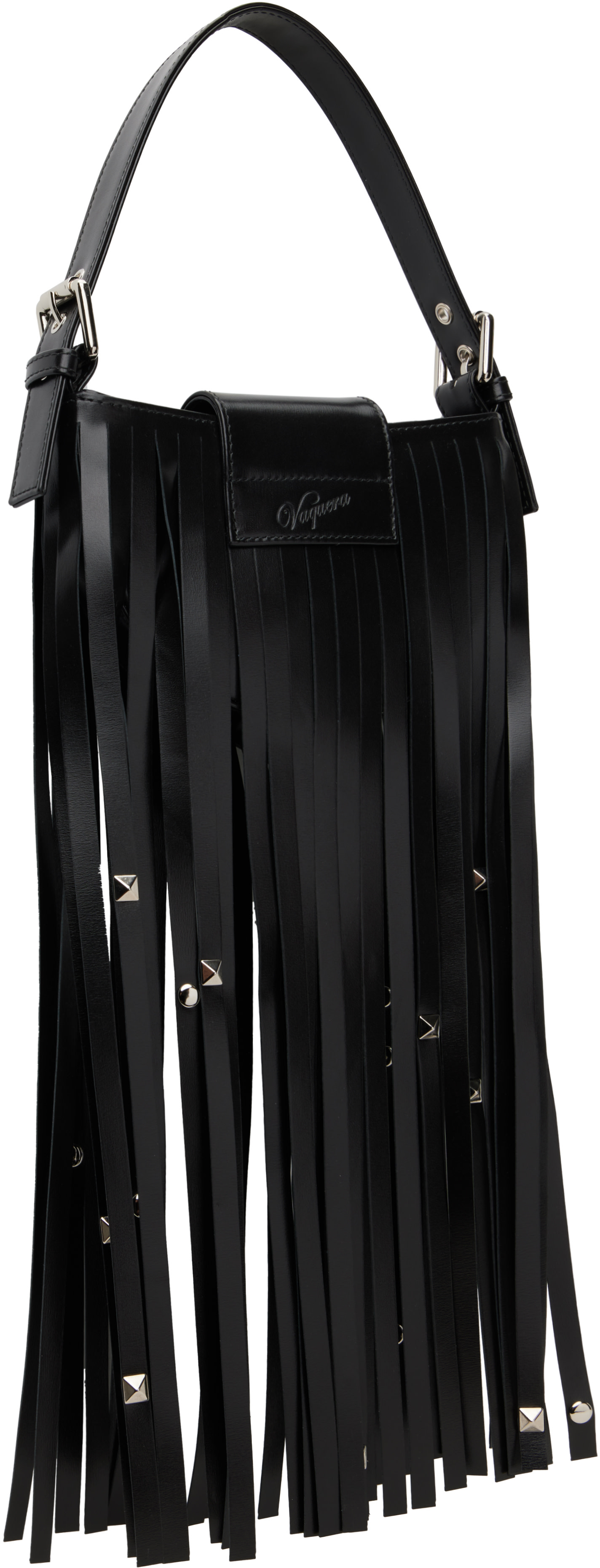 VAQUERA - Mini sac noir à franges