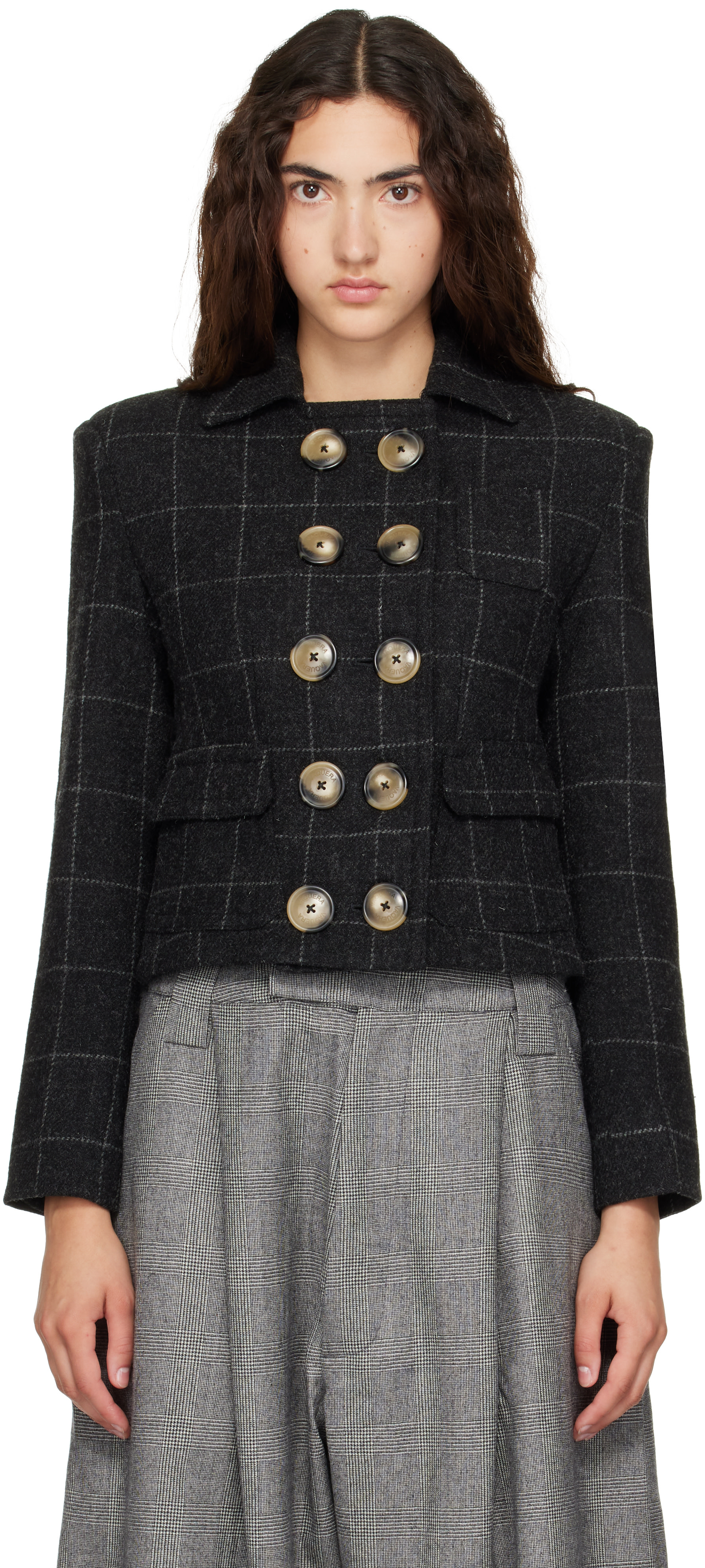 VAQUERA: Black Melton Shrunken Blazer | SSENSE