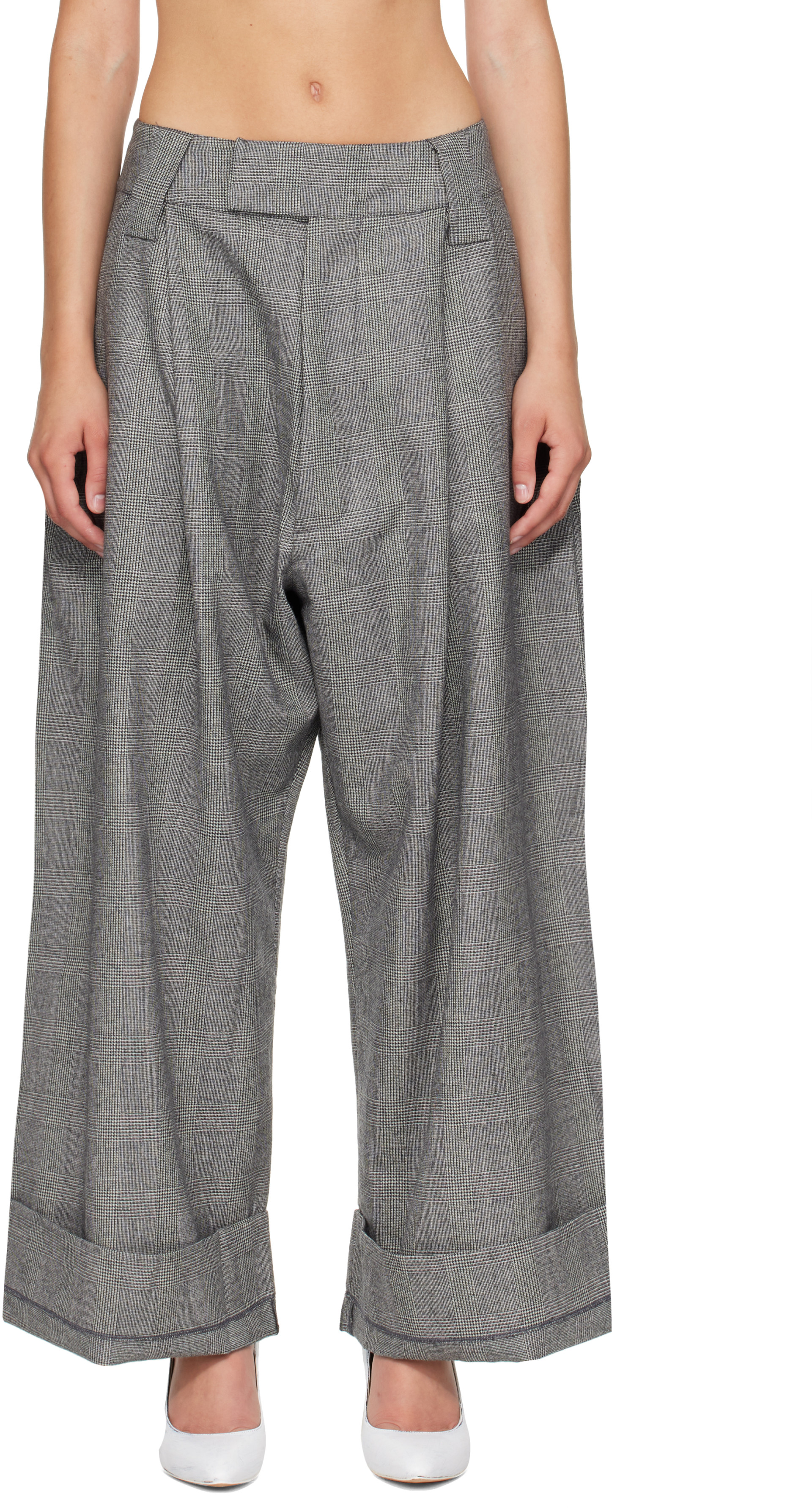 Vaquera BABY TROUSERS WOVEN グレー ストライプ 27 VAQUERA: Gray Wool Baby Trousers | SSENSE
