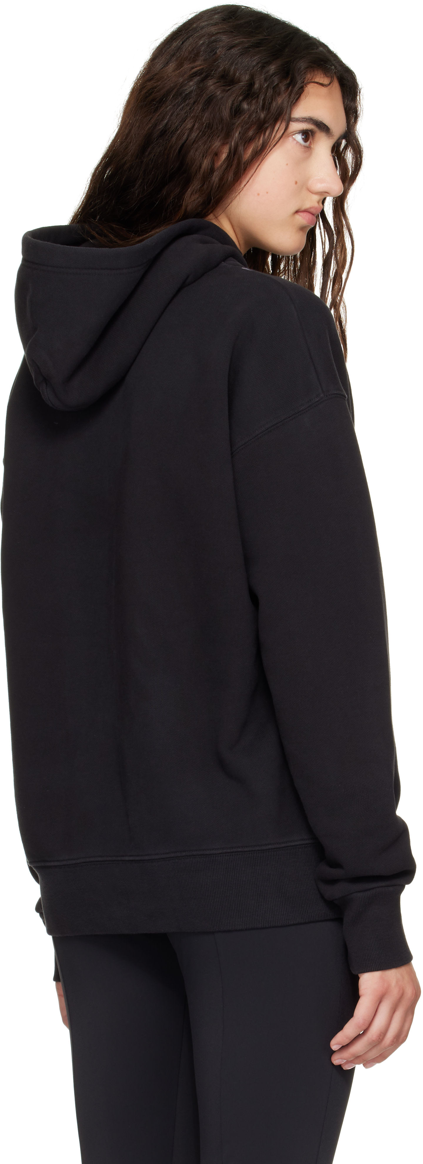 VAQUERA - Pull à capuche noir à images trompe l'œil