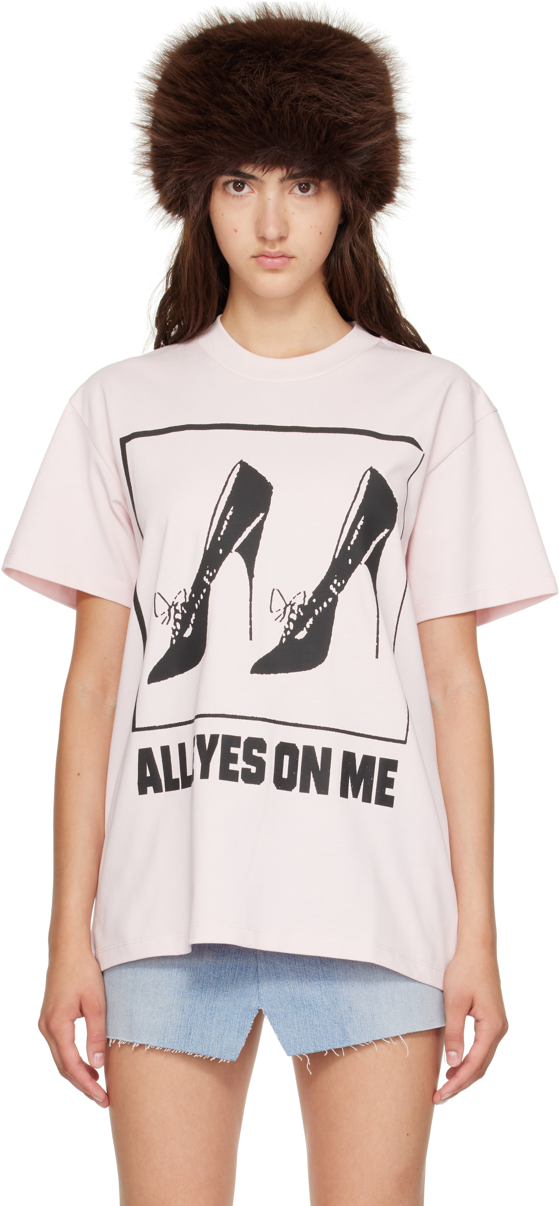 VAQUERA: Pink 'All Eyes On Me' T-shirt | SSENSE