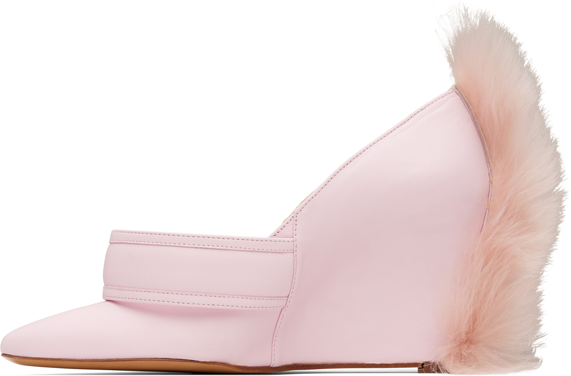 VAQUERA - Chaussures à talon roses en cuir à garniture en peau retournée