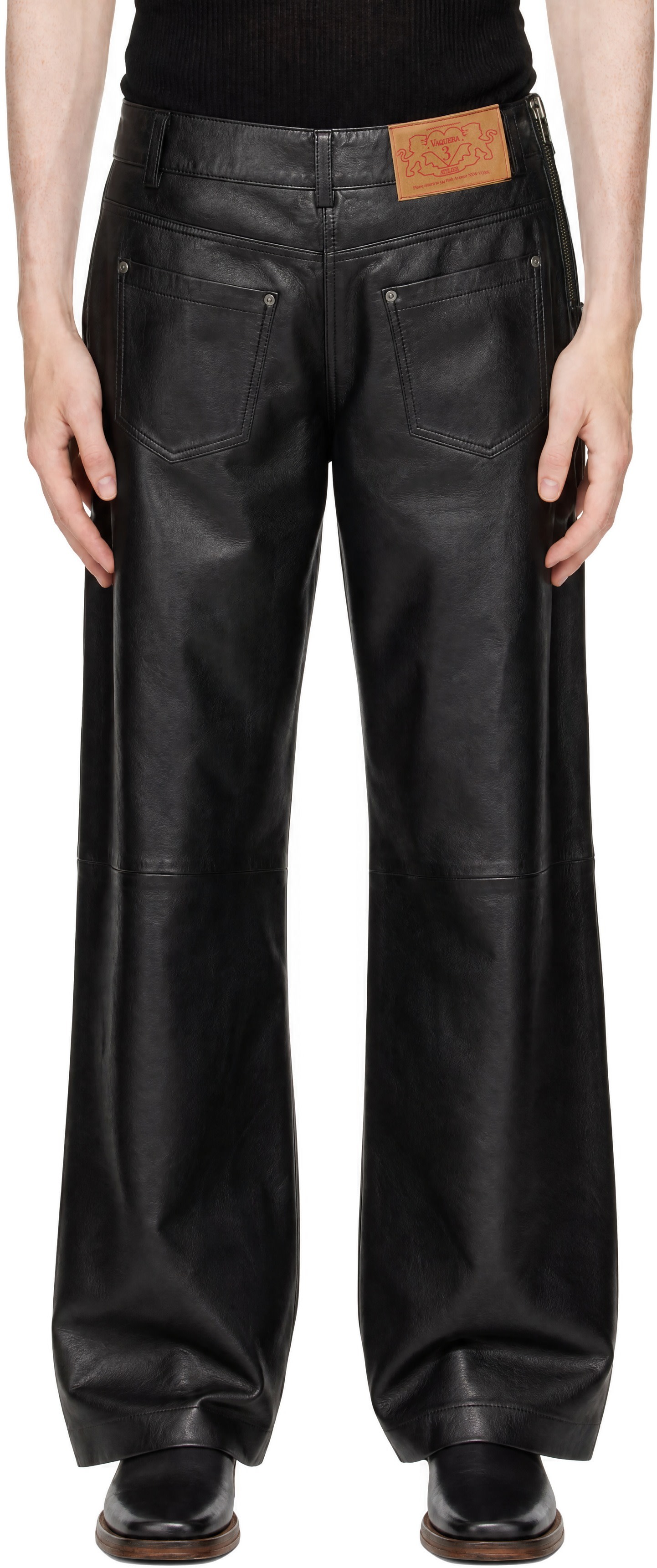 VAQUERA - Black Backwards Leather Pants