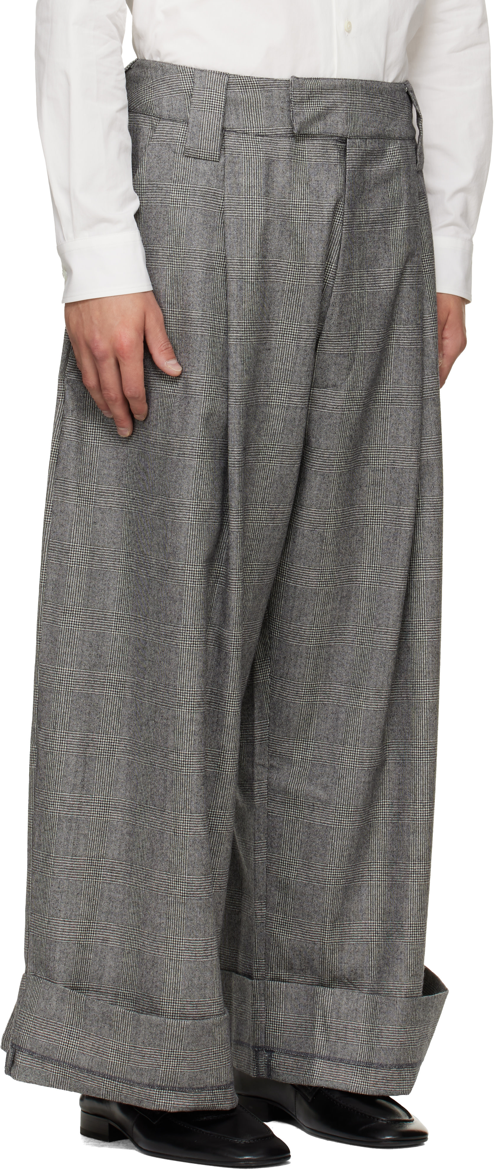 VAQUERA - Pantalon ample gris à revers roulés