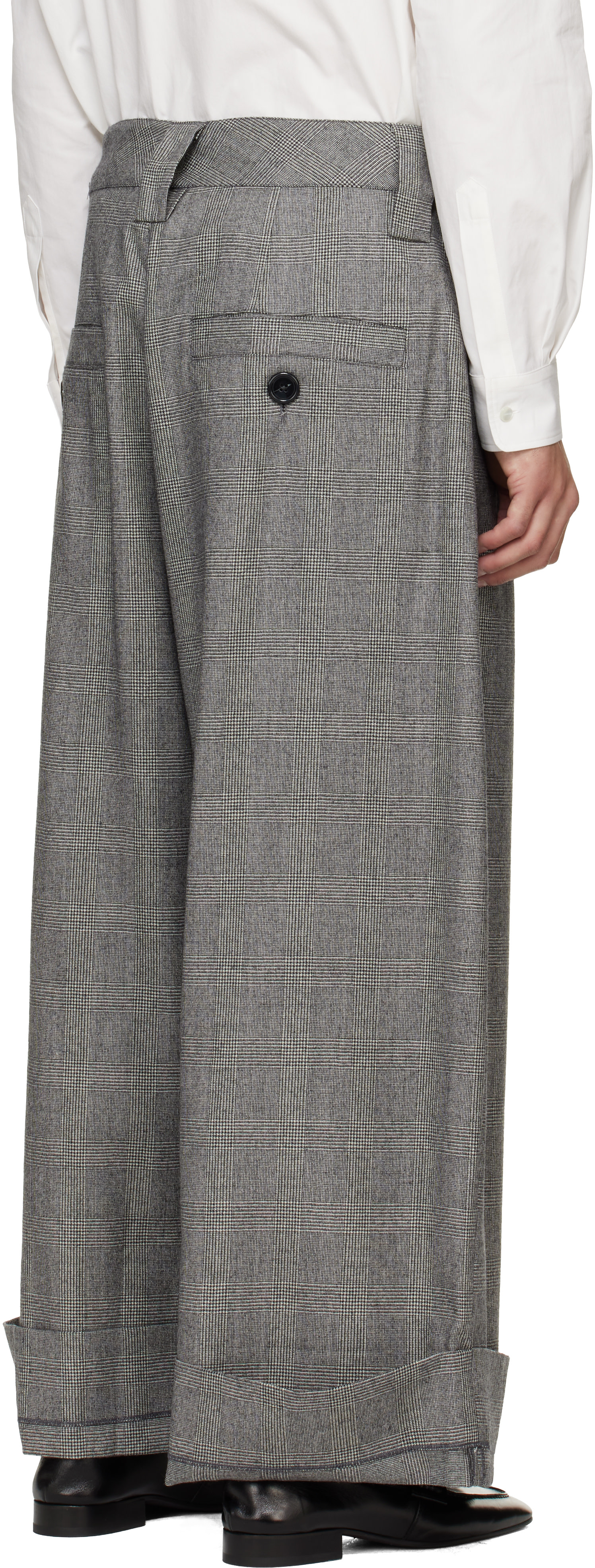 VAQUERA - Pantalon ample gris à revers roulés