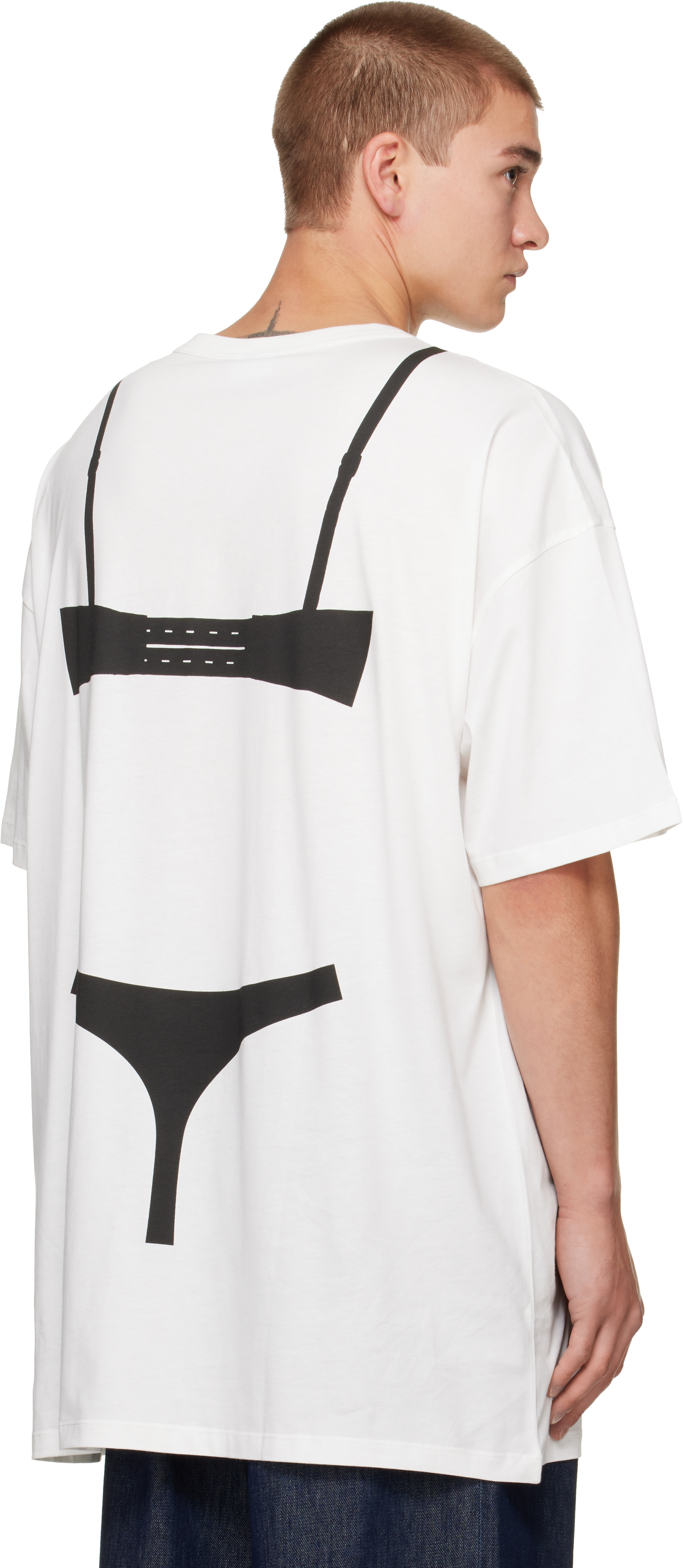 VAQUERA: White Trompe L'Oeil Tall T-Shirt | SSENSE