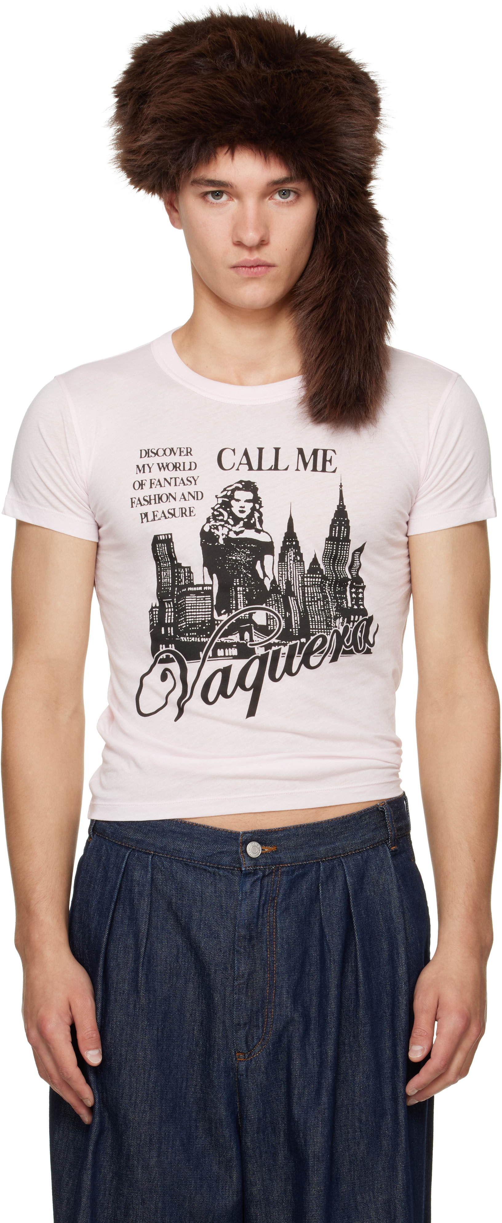 VAQUERA: Pink 'Call Me' T-Shirt | SSENSE