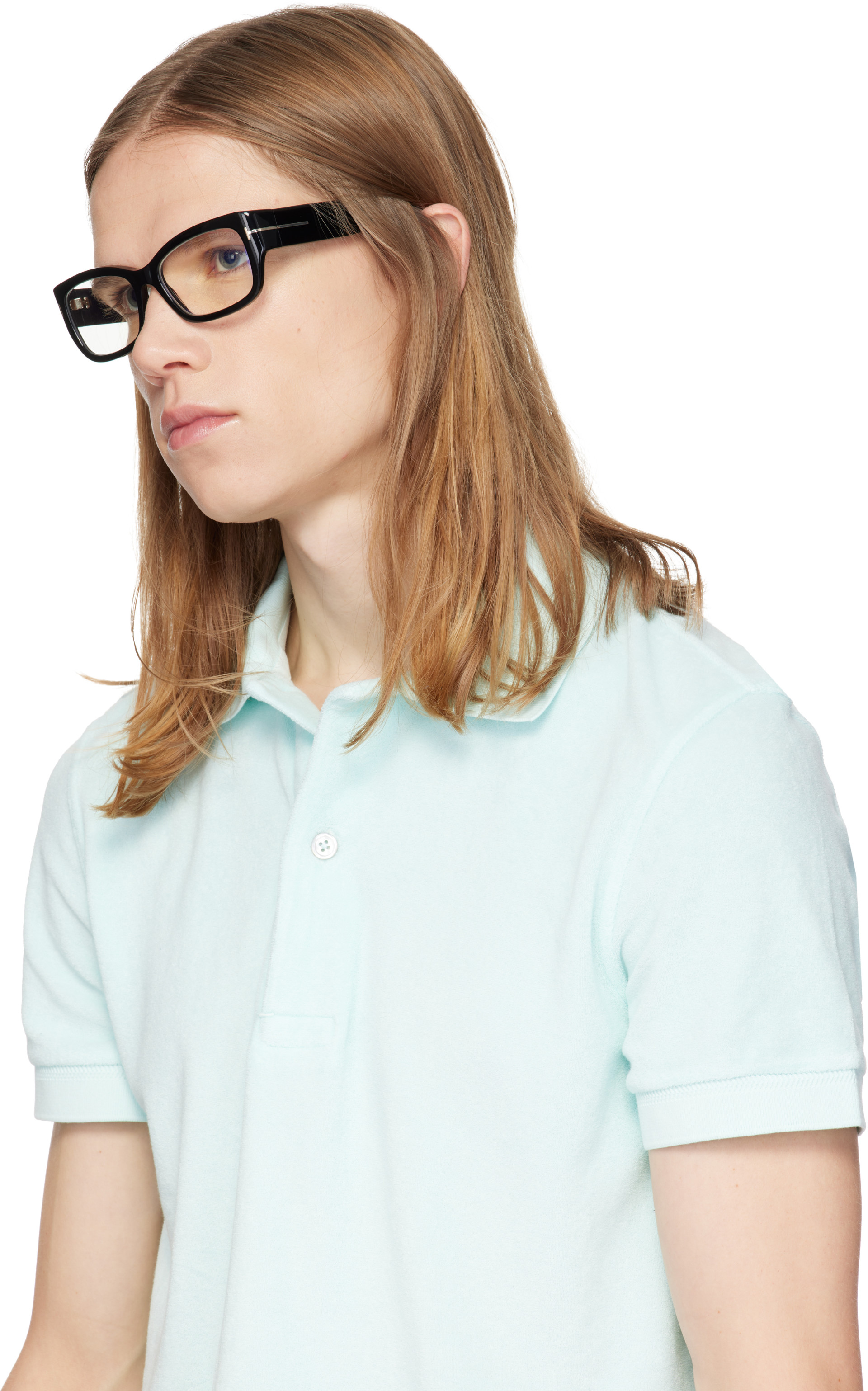 TOM FORD - 黑色 Rectangular Blue Block 眼镜