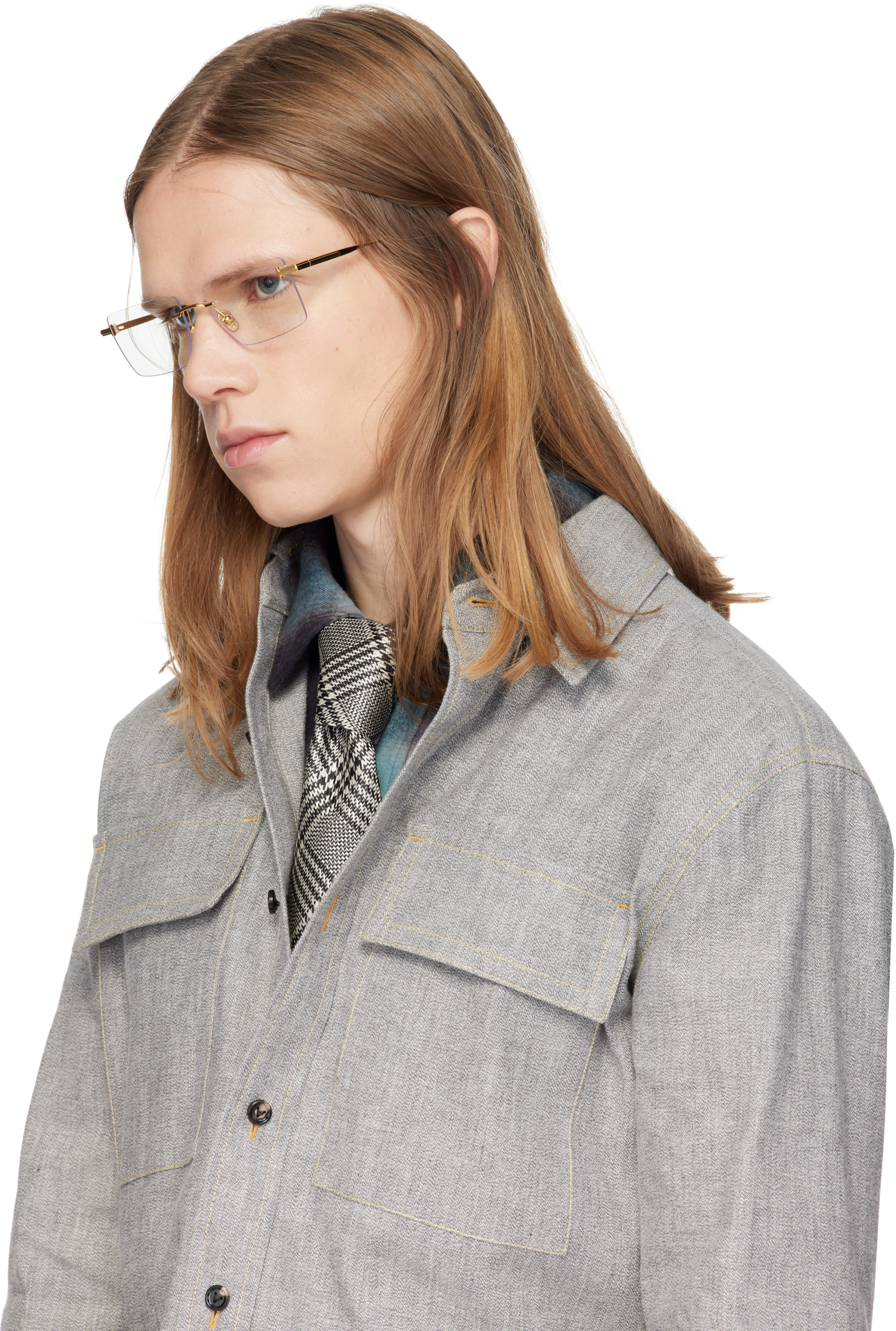 TOM FORD - Gold Rectangular Blue Light Glasses