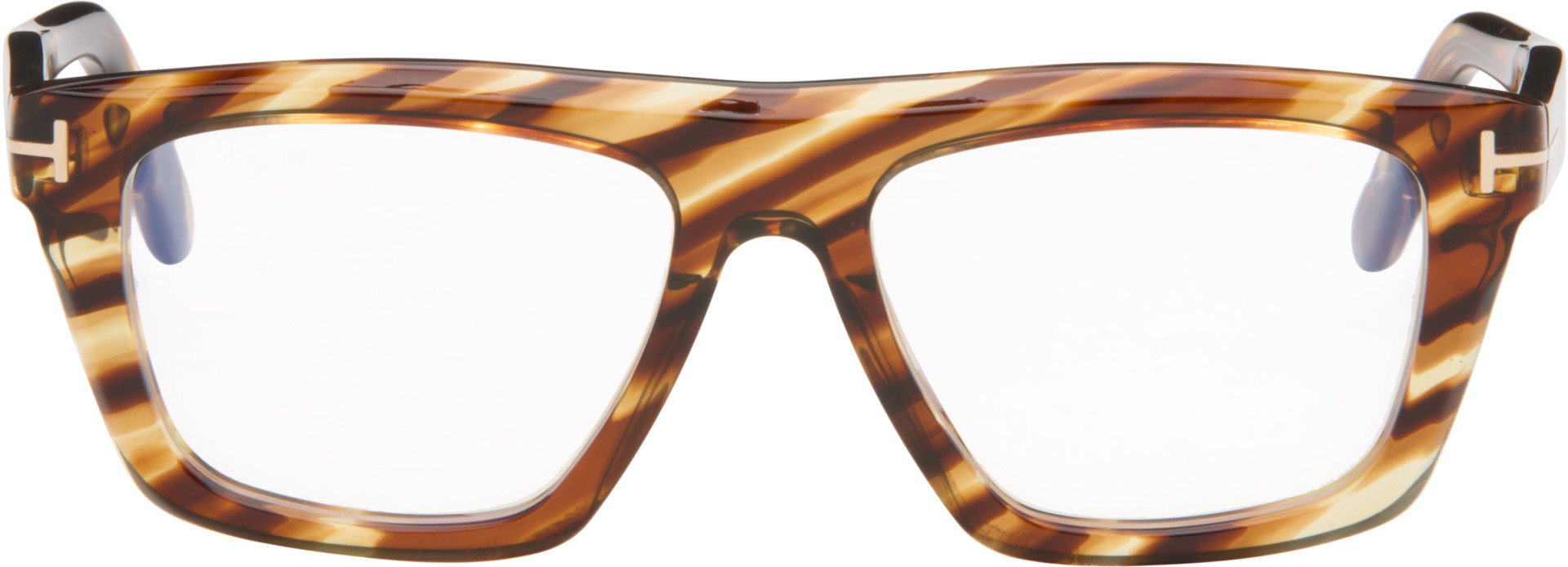 TOM FORD - 棕色 Blue Block Rectangular 眼镜