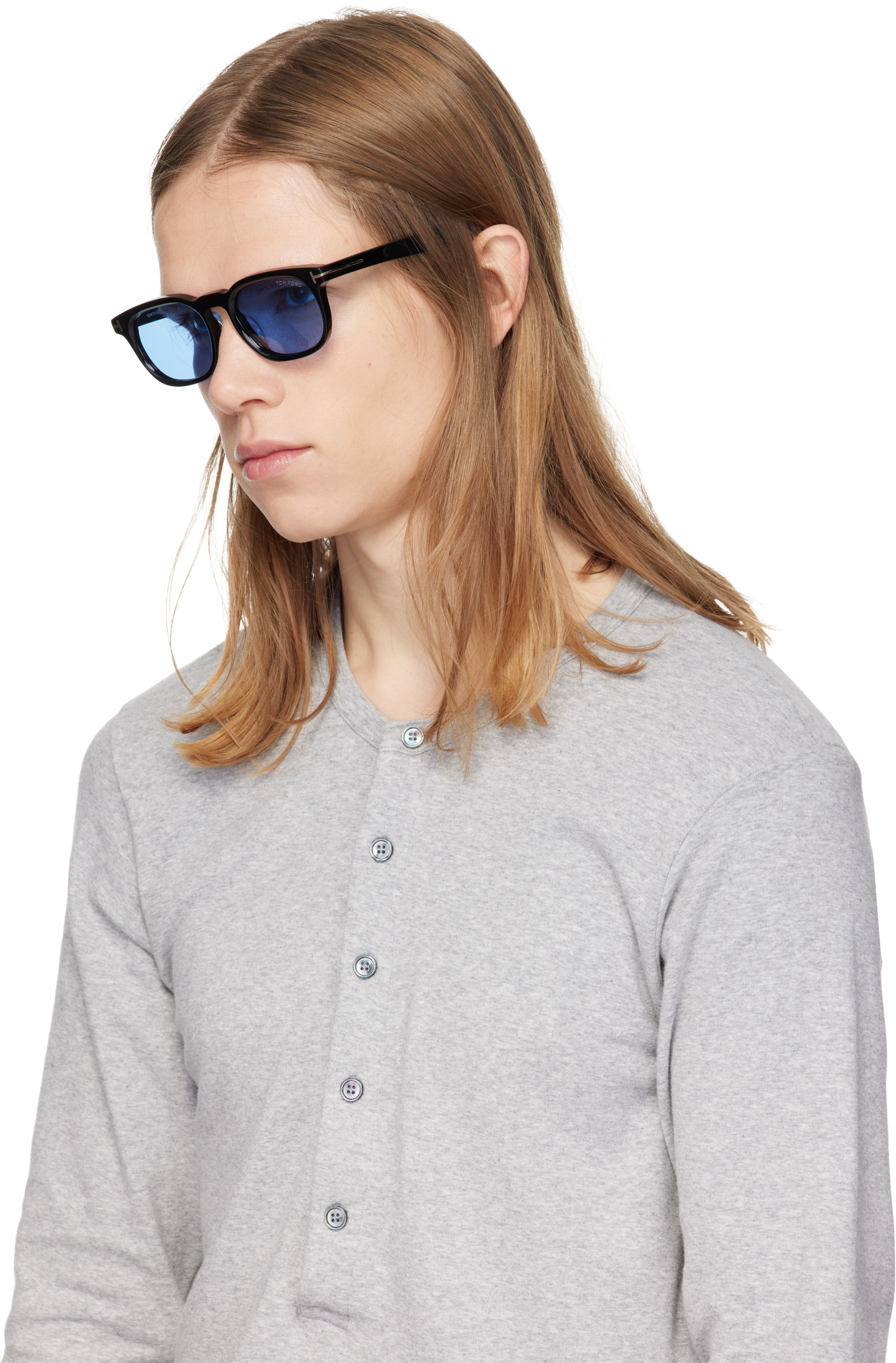 TOM FORD - Black Oval Sunglasses
