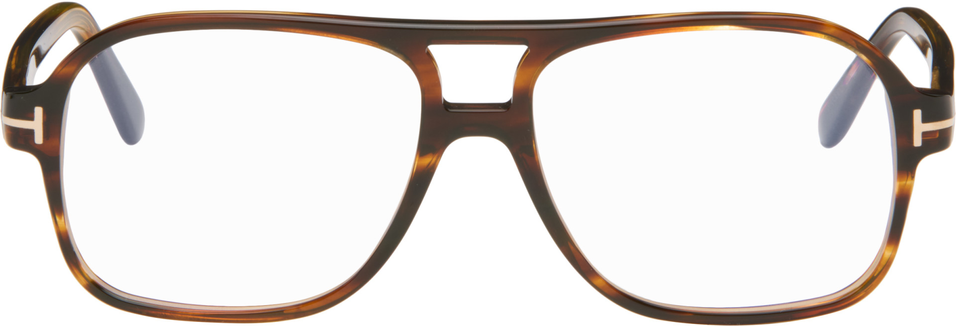 TOM FORD - Brown Navigator Blue Block Glasses