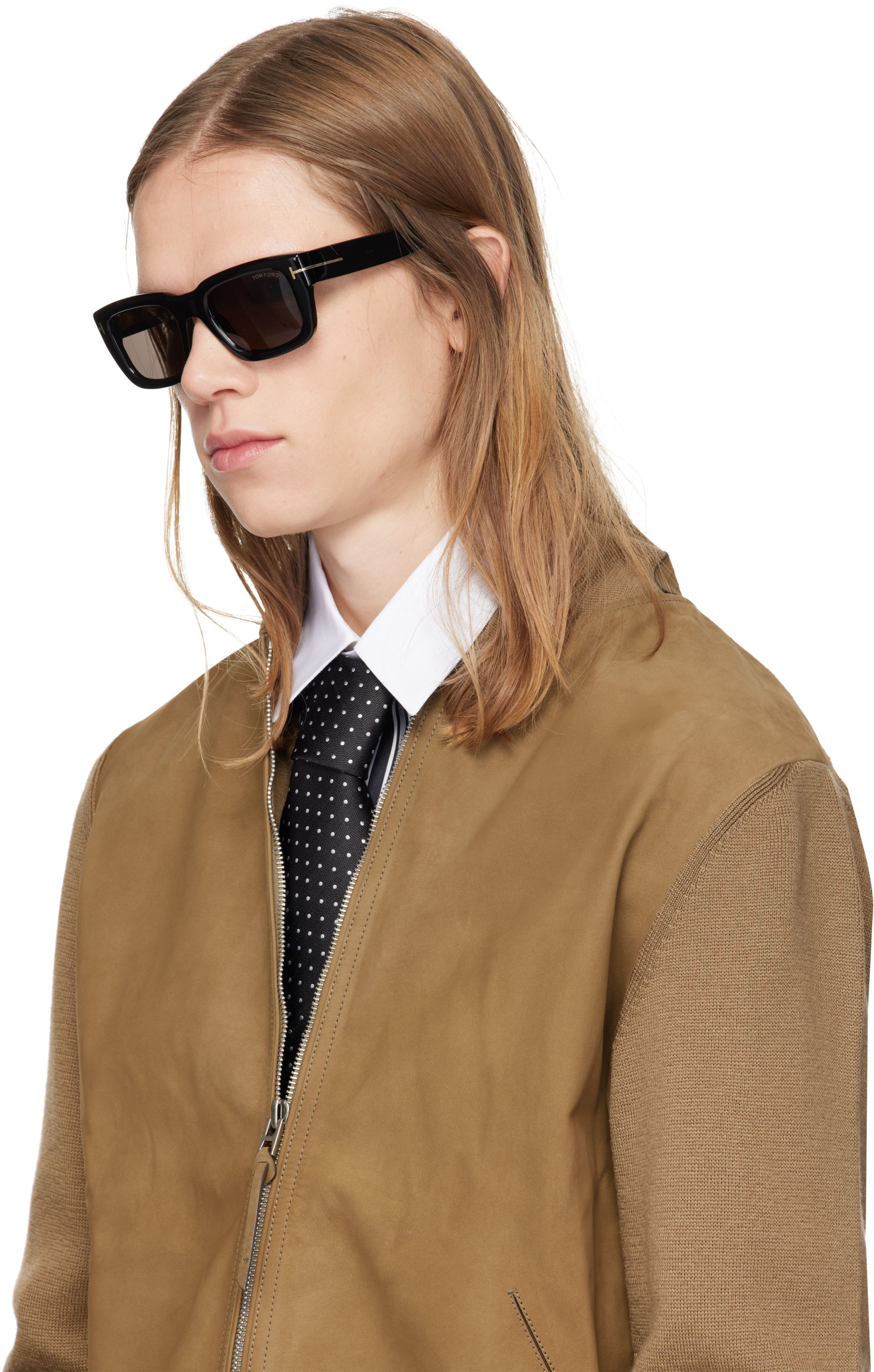 TOM FORD - 黑色 Icon Rectangular 太阳镜