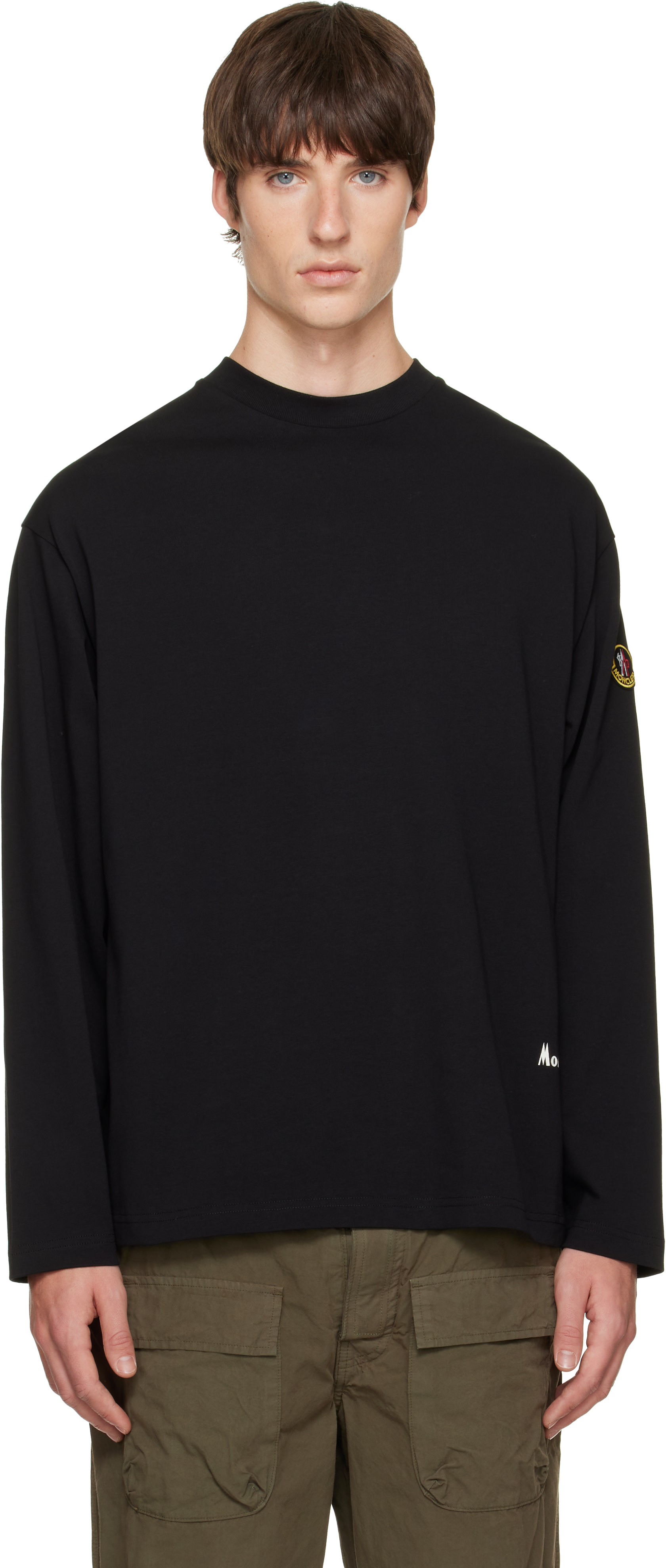 MONCLER ロンT Moncler: Black Re-Icon Cotton Jersey Long Sleeve T-Shirt | SSENSE